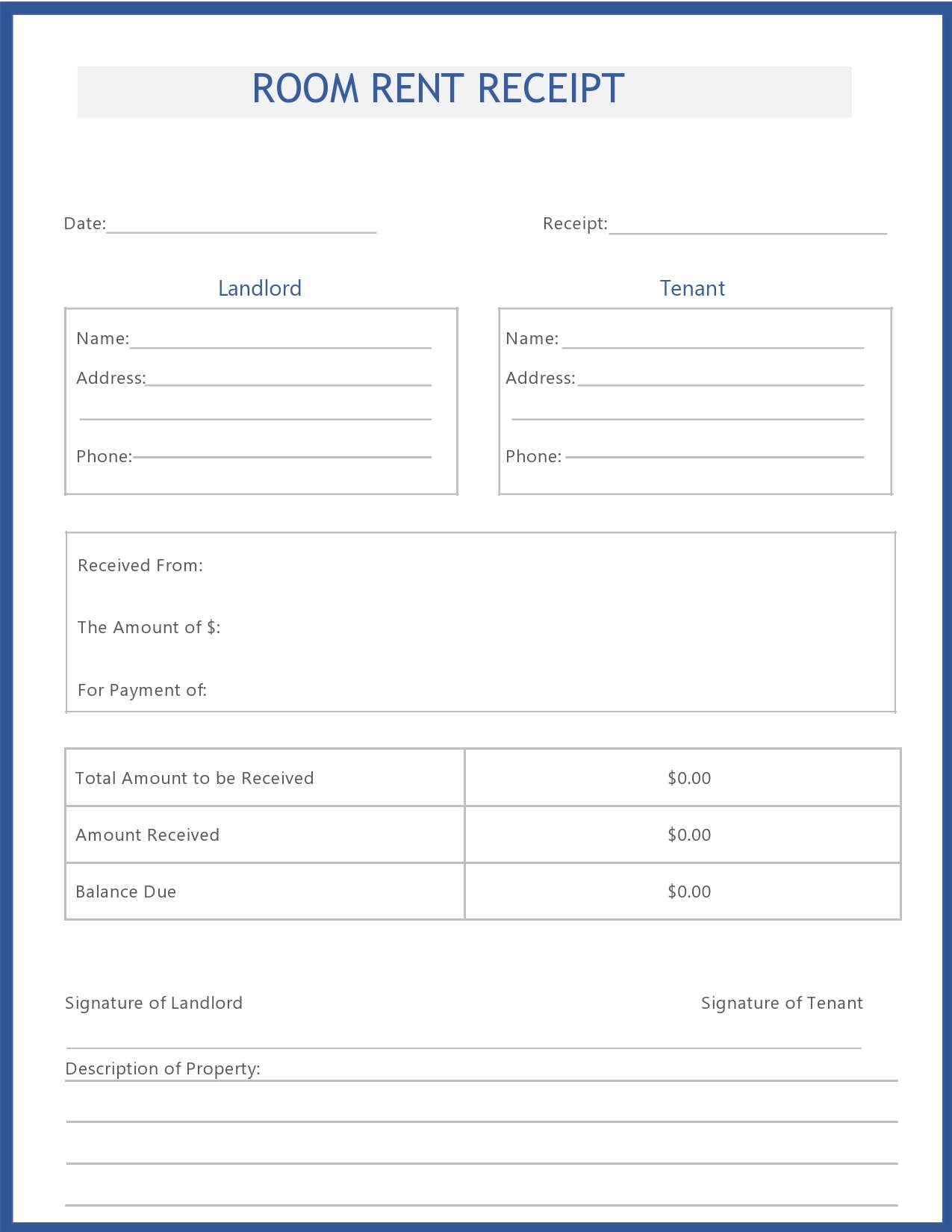 free printable receipts for rent