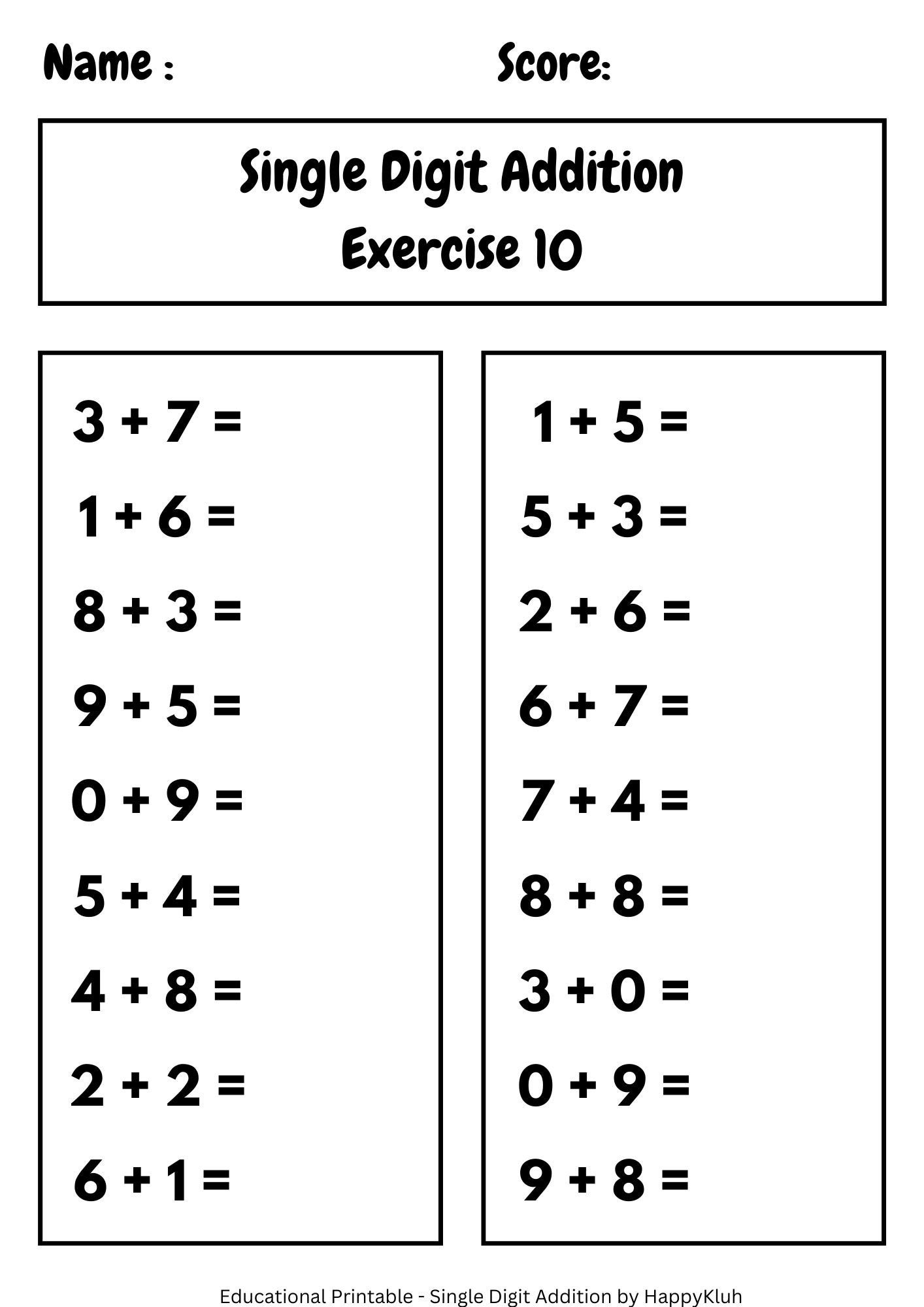 30 Printable Single Digit Addition Worksheets Preschool 2nd Grade  30 Printable Single Digit Addition Worksheets Preschool 2nd Grade