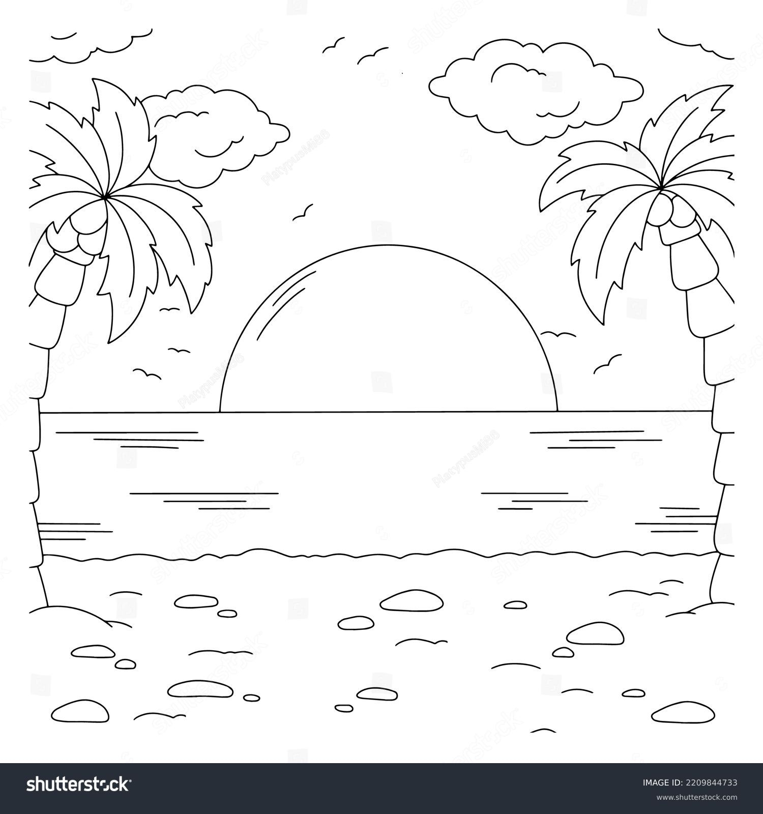 Printable Beach Pictures To Color