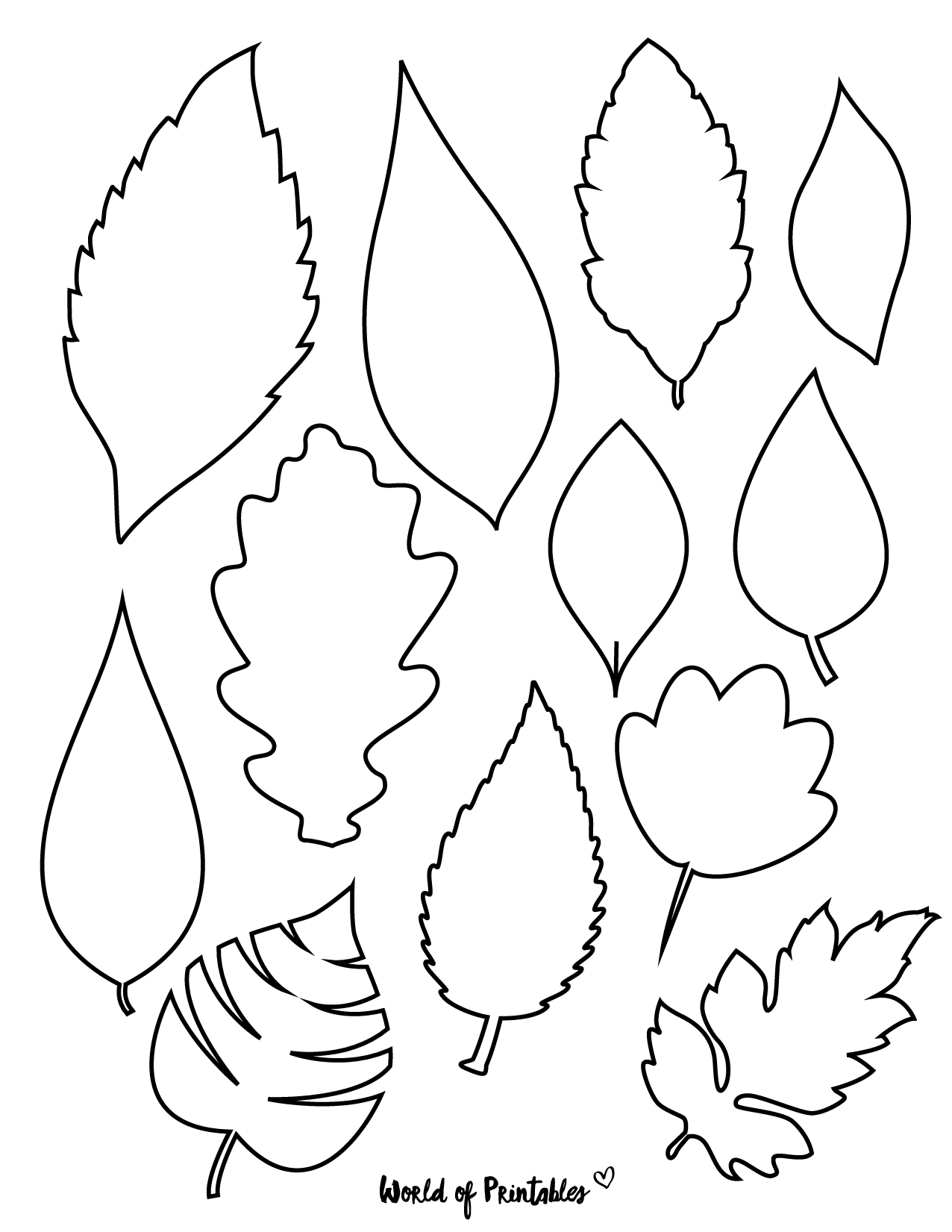 37 Printable Leaf Templates Outlines U0026 Shapes Free World Of 