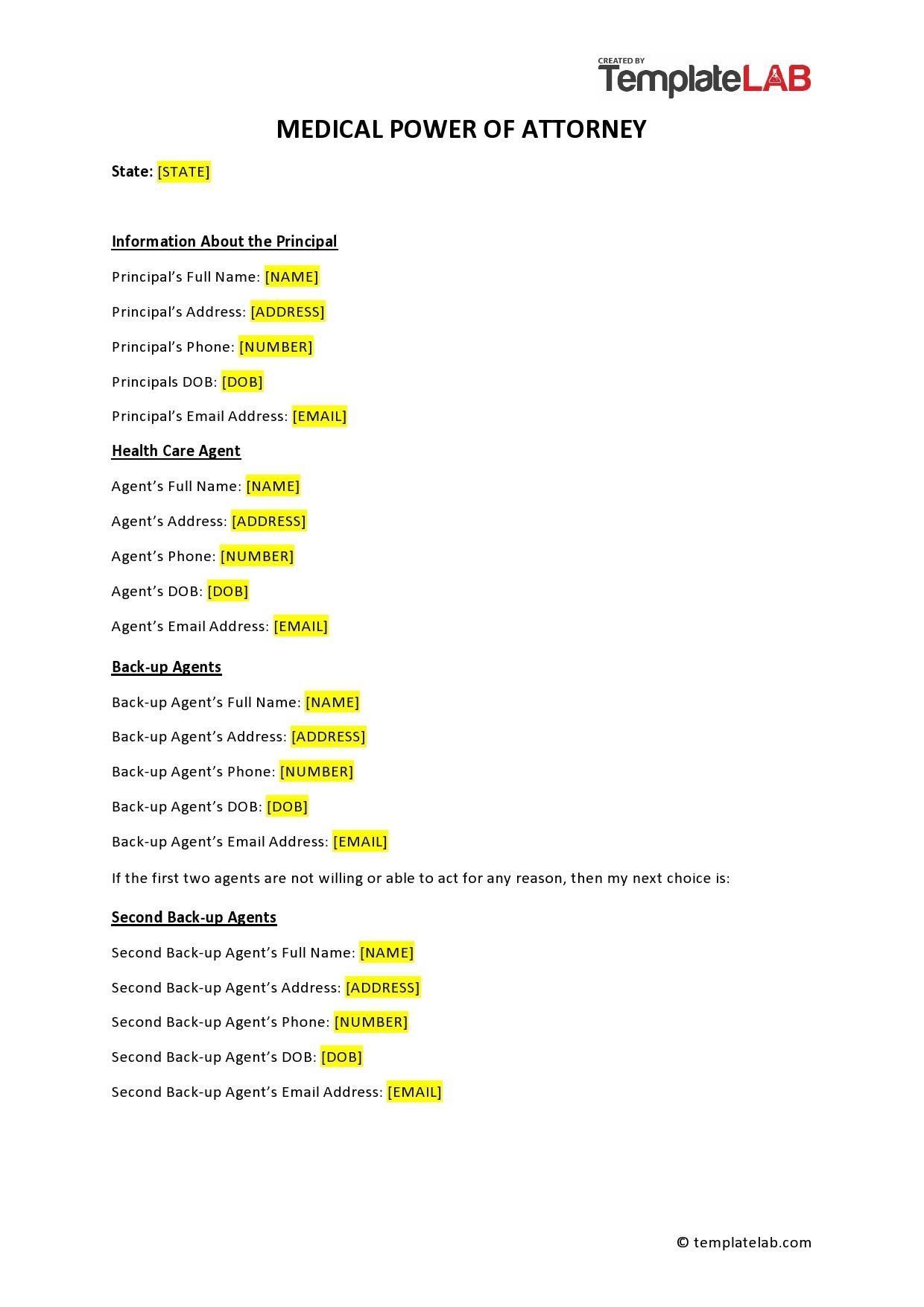 free printable health care power of attorney forms
