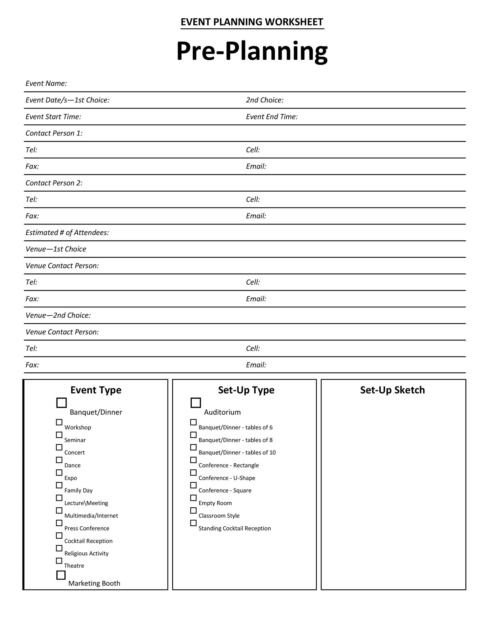 Printable Event Planning Template