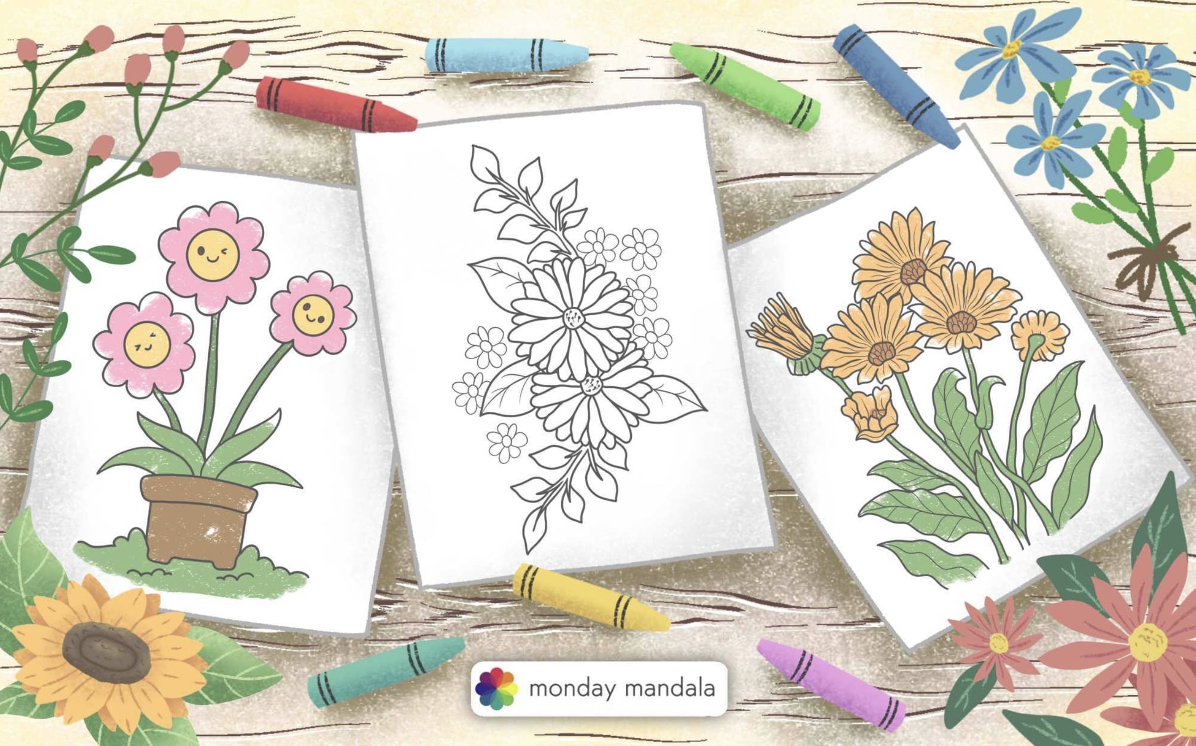 Printable Flowers Coloring