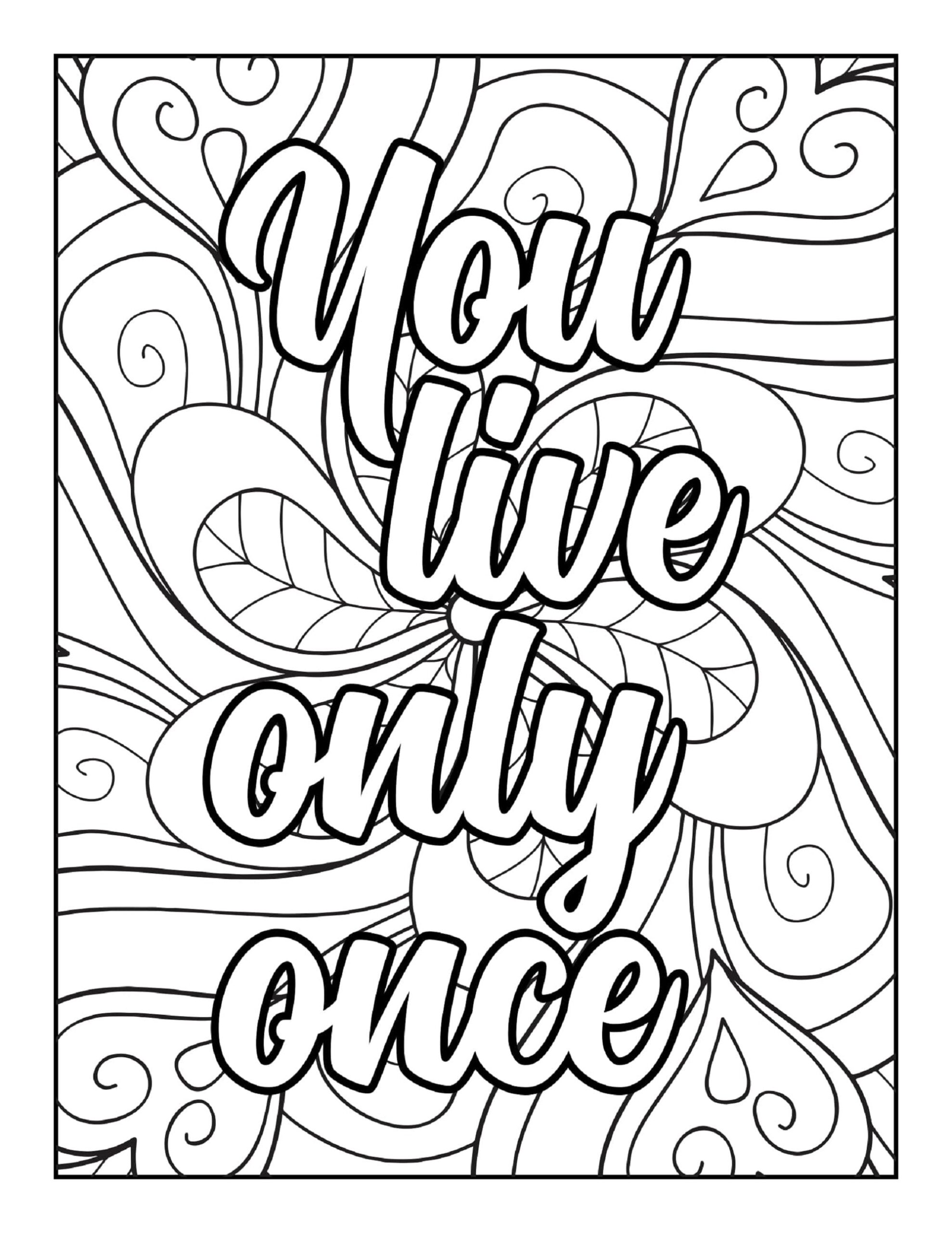 60 Inspirational Quotes Printable Coloring Pages Digital Download 