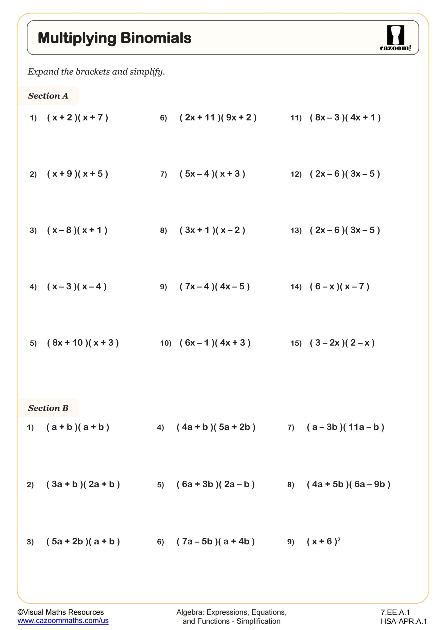 free printable math worksheets for 7th grade