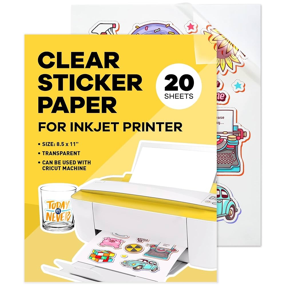 90 Clear Sticker Paper For Inkjet Printer 20 Sheets Transparent Glossy 8 5 X 11 Printable Vinyl Paper Plan Amazon sg Books