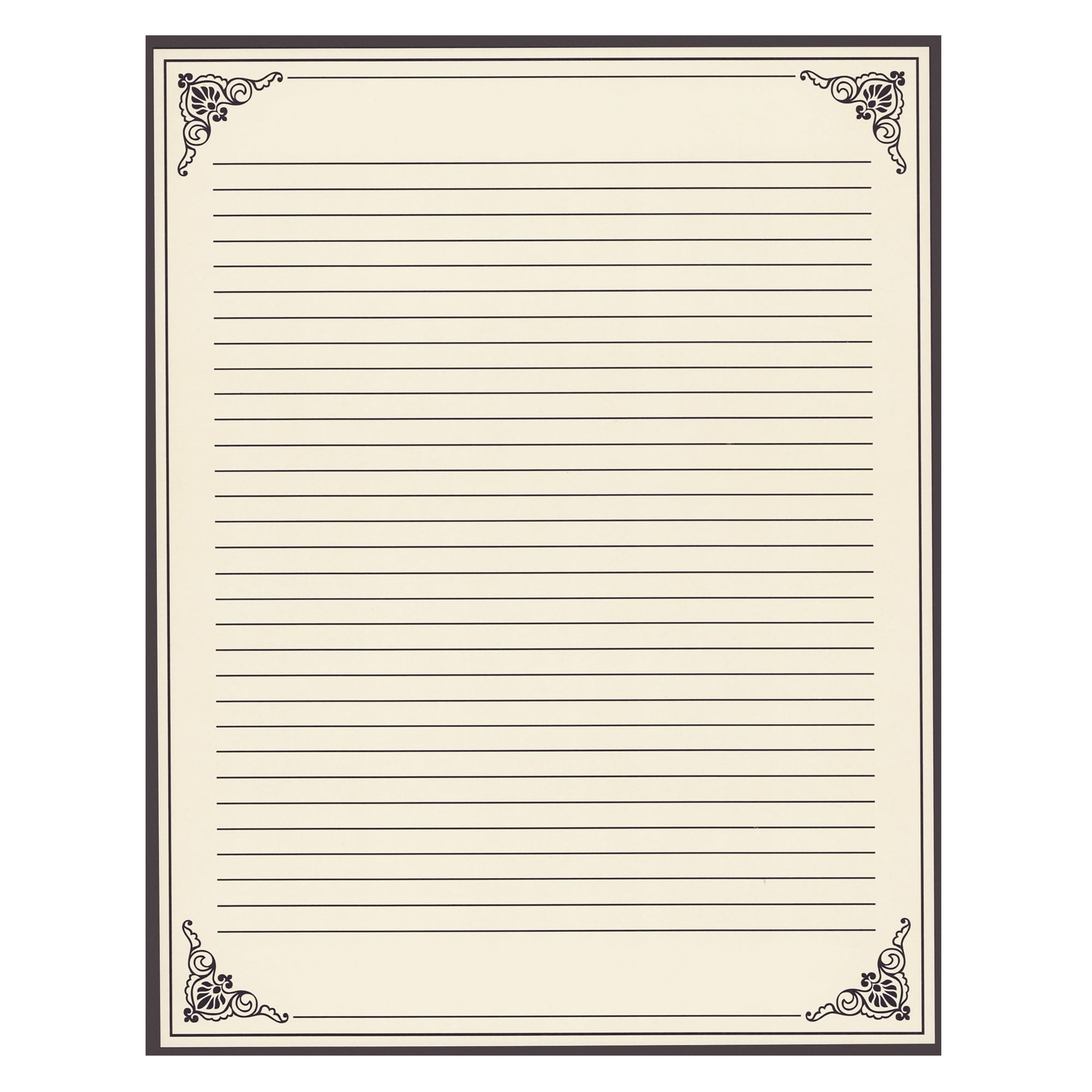 96 Sheets Fancy Vintage Lined Paper With Antique Border Design Aged Stationery For Writing Letters Invitations Poems Lyrics Notes Cream Color 