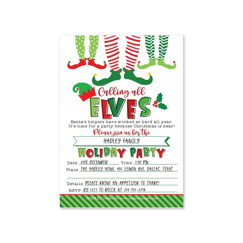 Amazon 25 Winter Holiday Party Invitations Christmas Xmas Dinner Invite Birthday Baby Bridal Shower Festive Event Themed Card Ideas Red White Kids Adults Elf Bday Supplies Printable Template Home U0026 Kitchen