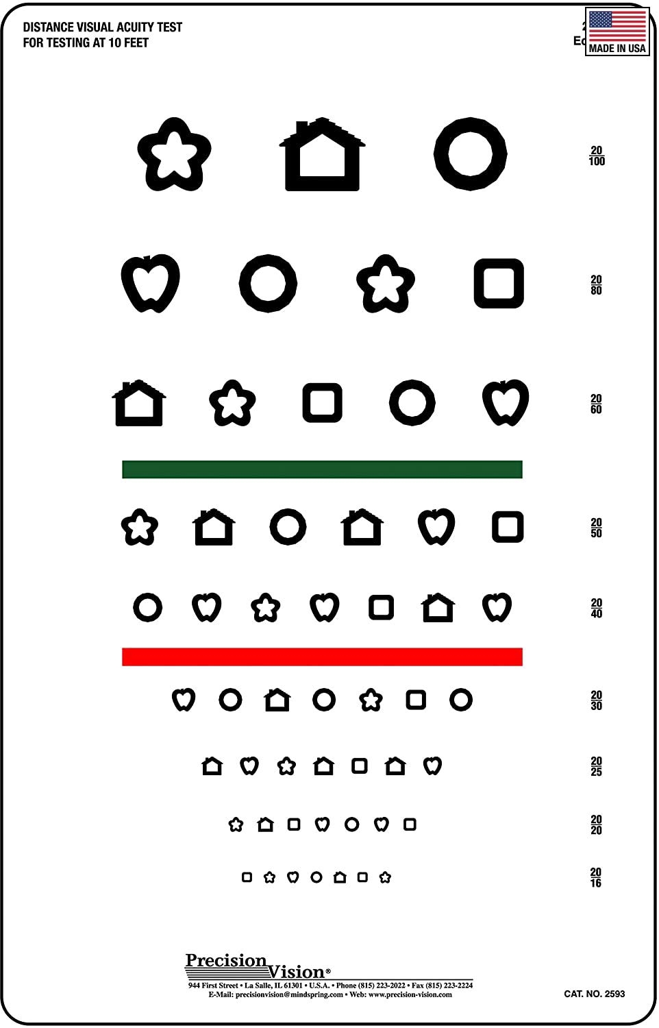 Amazon Precision Vision Kids Red And Green Stripe Eye Chart 