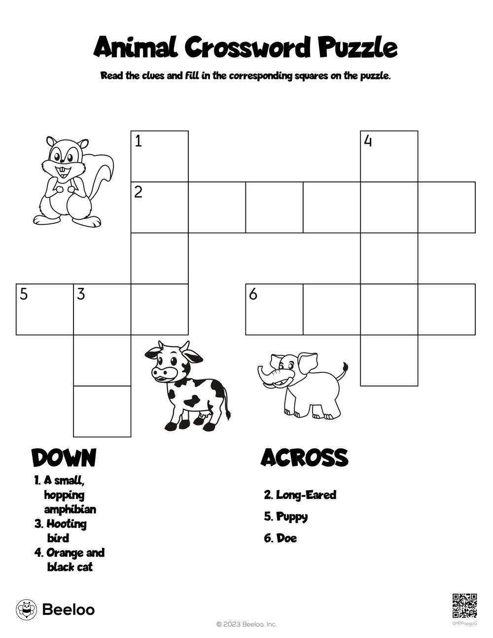 kids crossword puzzles printable