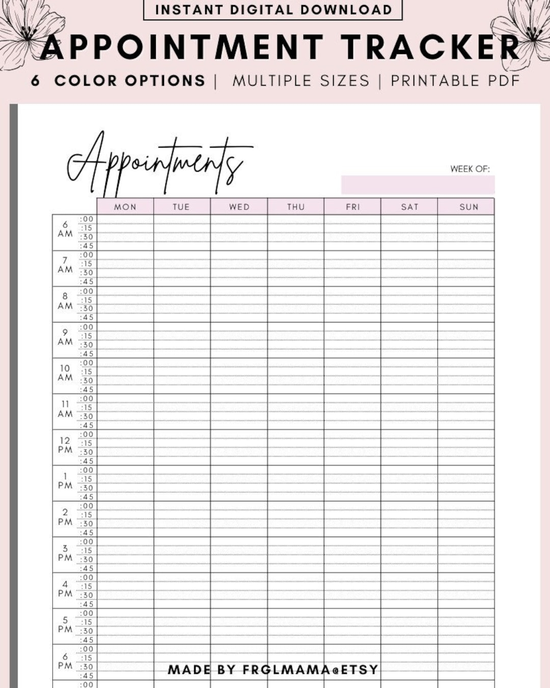 Appointment Tracker Printable 15 Minute Interval Appointment  Appointment Tracker Printable 15 Minute Interval Appointment