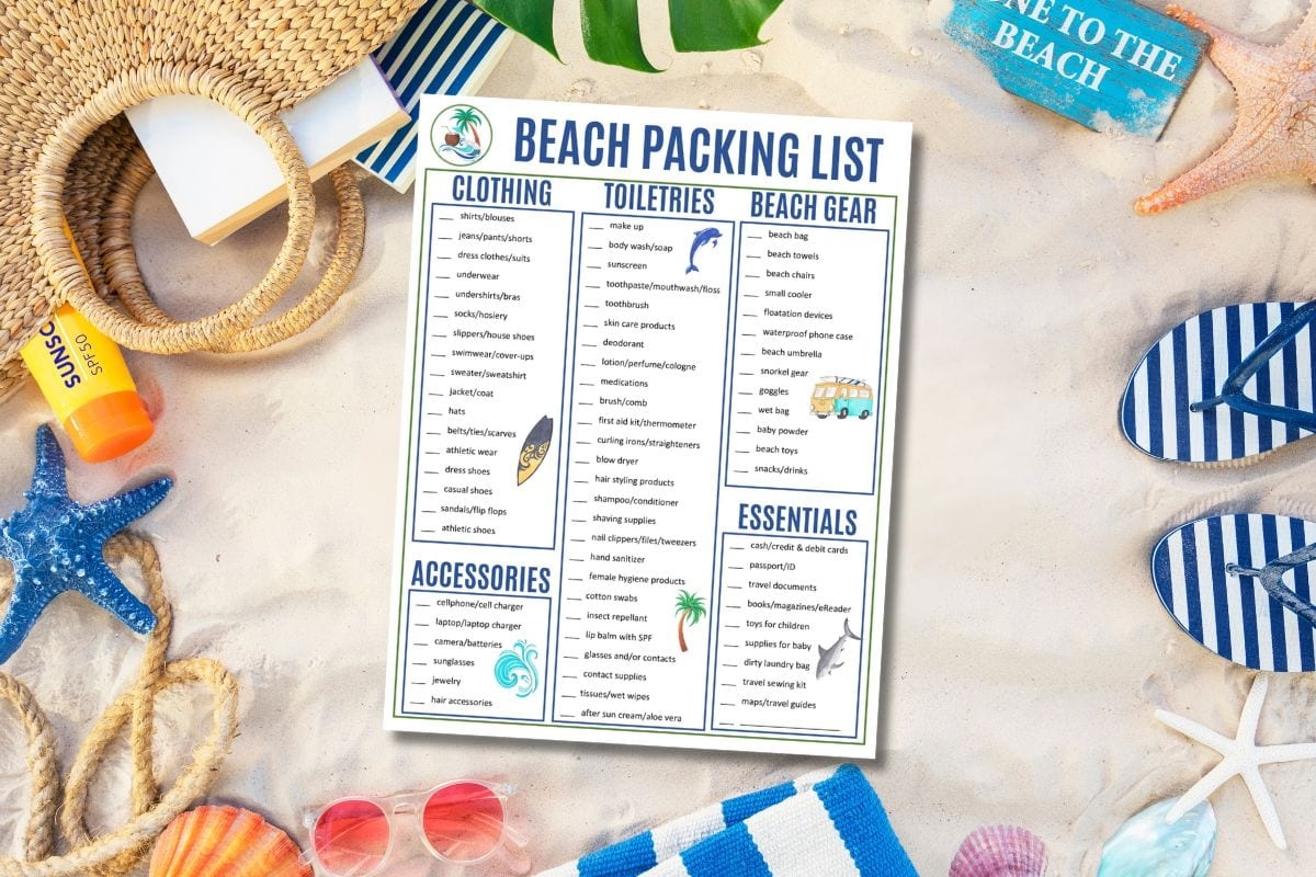 printable packing list for vacation
