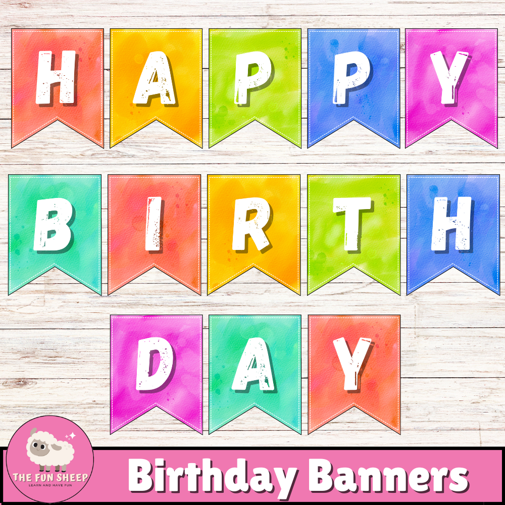 Birthday Banners DIY Printable Happy Birthday Party Garland Decor SET OF 2 Birthday Banners DIY Printable Happy Birthday Party Garland Decor SET OF 2