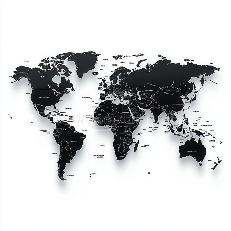 black and white world map printable