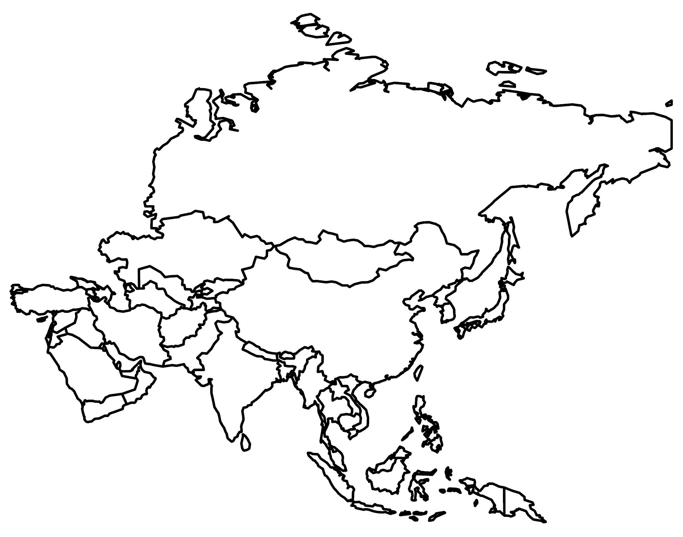 Printable Blank Asia Map