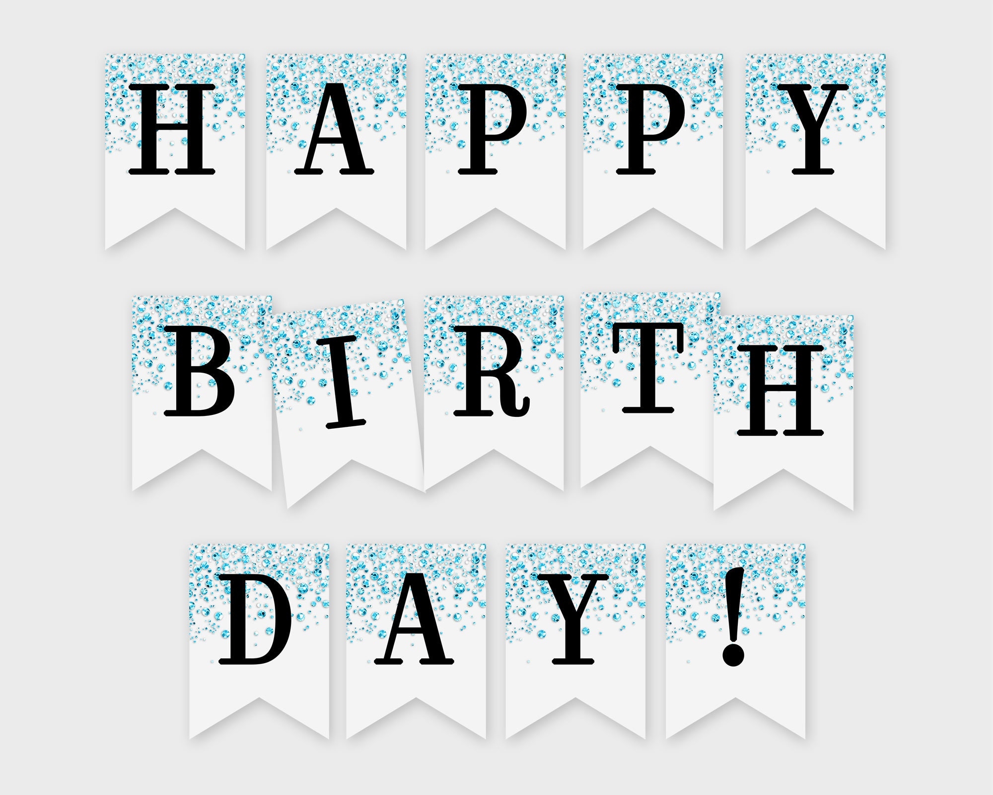 Blue Confetti Happy Birthday Banner Printable Party Decor PDF Blue Confetti Happy Birthday Banner Printable Party Decor PDF