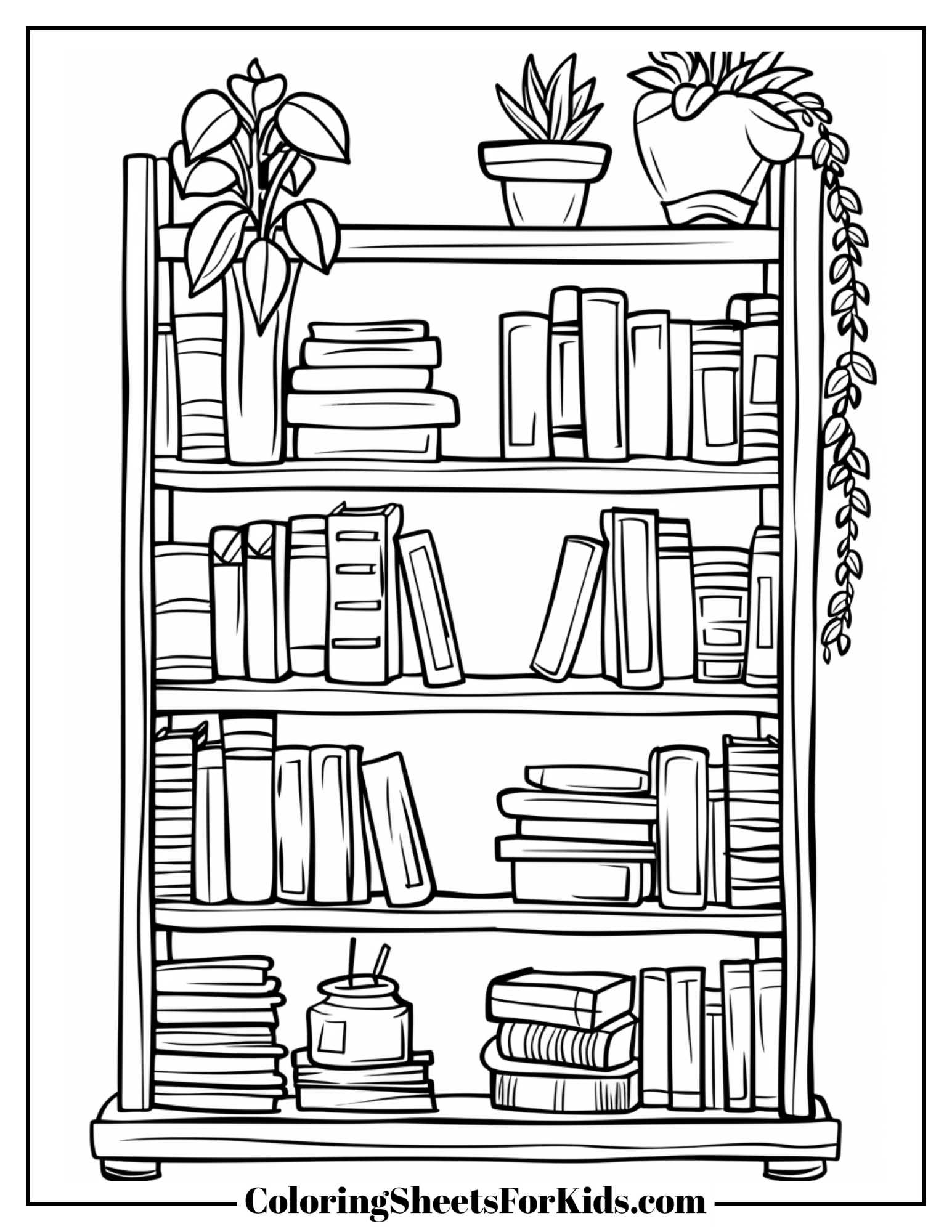 Bookshelf Coloring Pages Free Print And Downloads Coloring Sheets For Kids