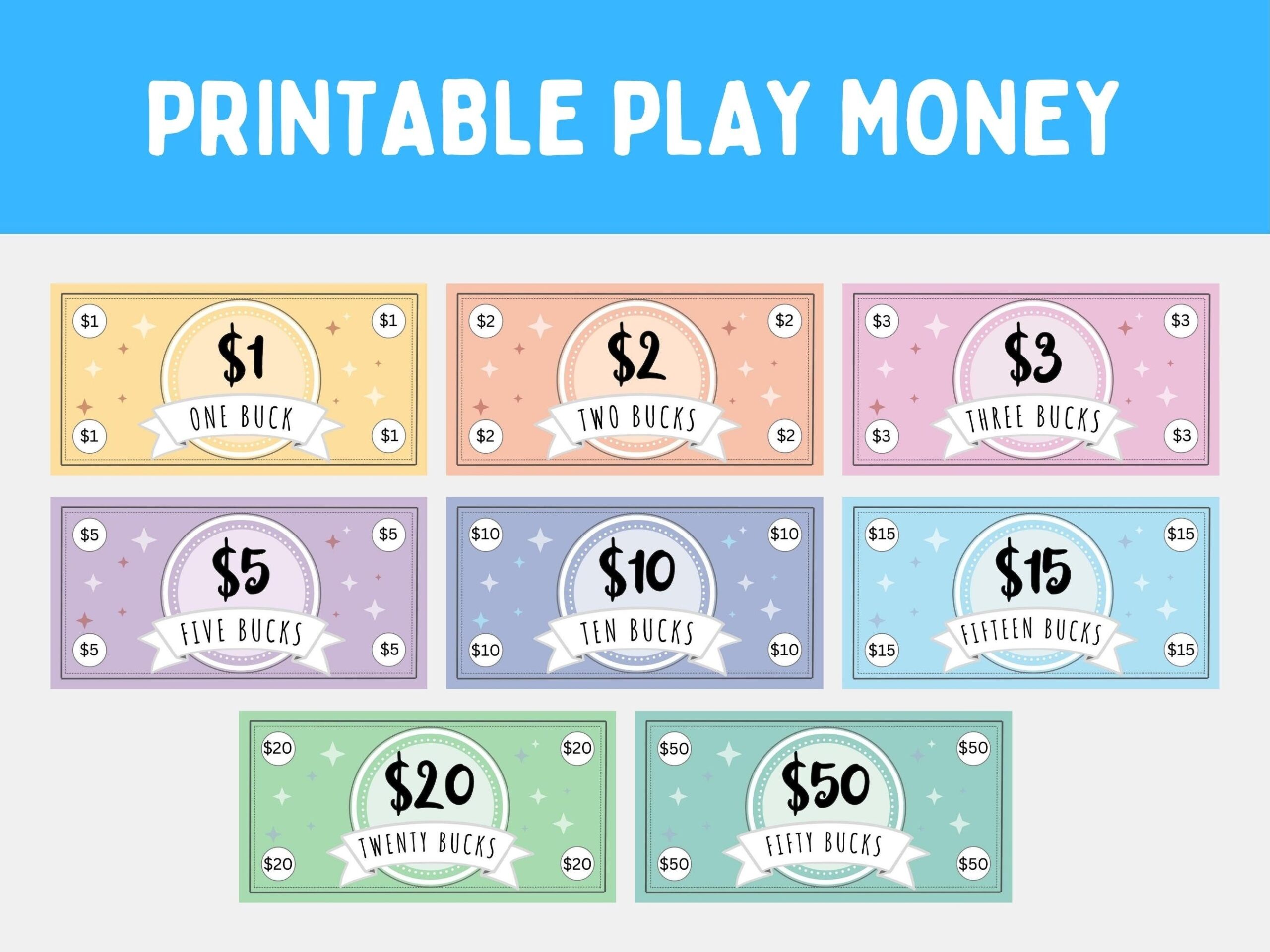 Buy Printable Play Money For Kids Digital Instant Download Pretend Play Money Money For Grocery Playing With Kids Chore Bucks For Kids Online In India Etsy