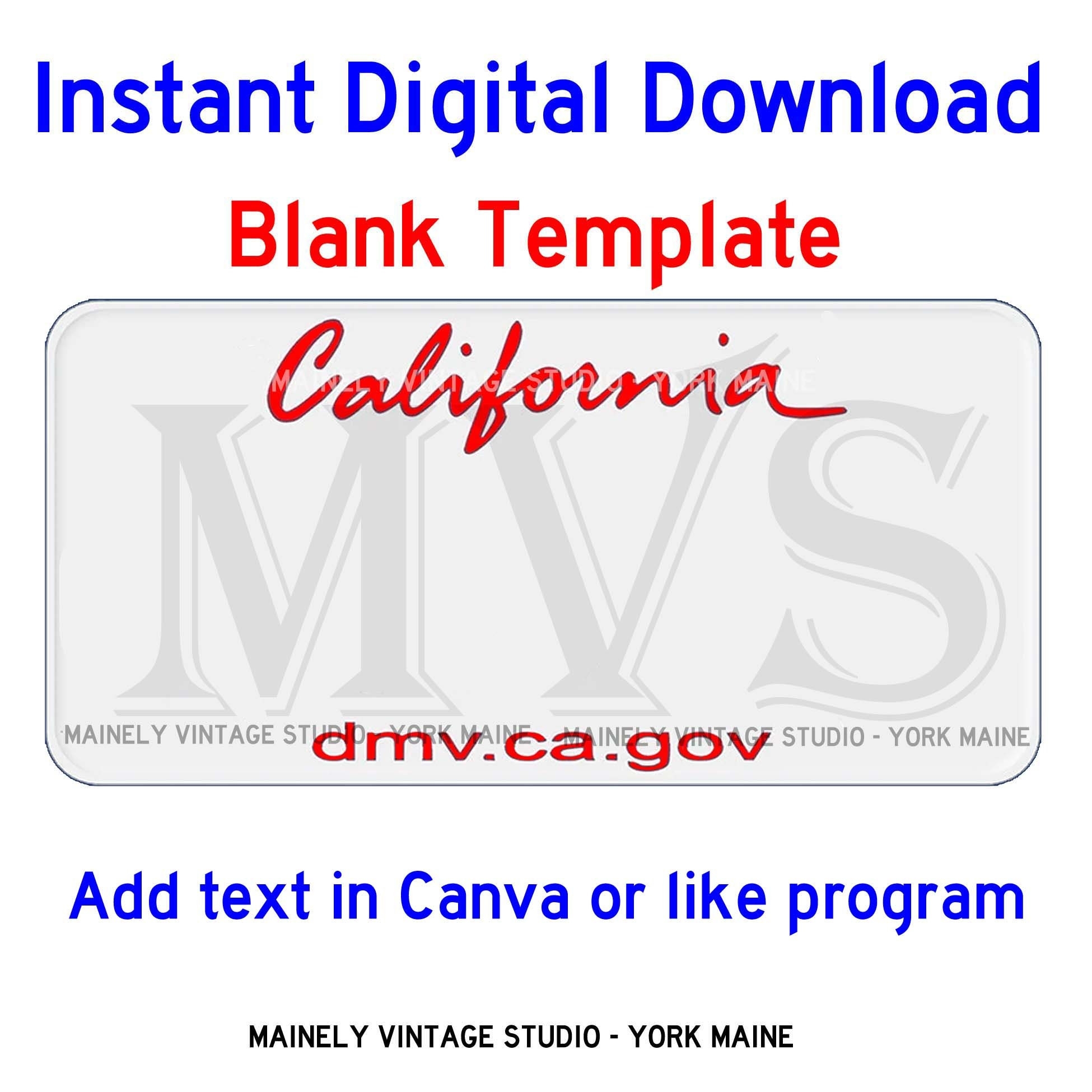 Printable Temporary License Plate California