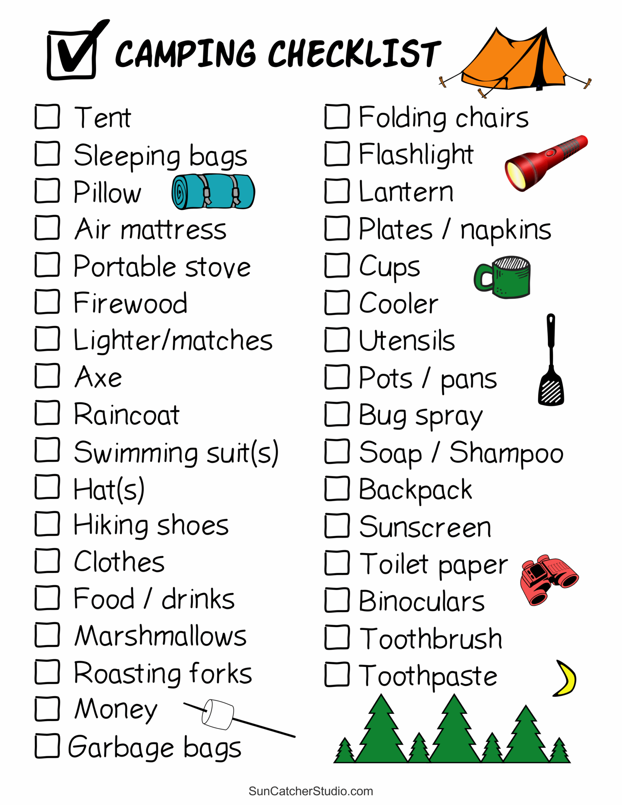 Camping Checklist Camping Essentials U0026 Meals Free Printables 