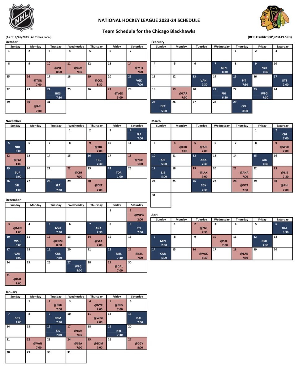 Chicago Blackhawks Schedule 24 25 Printable