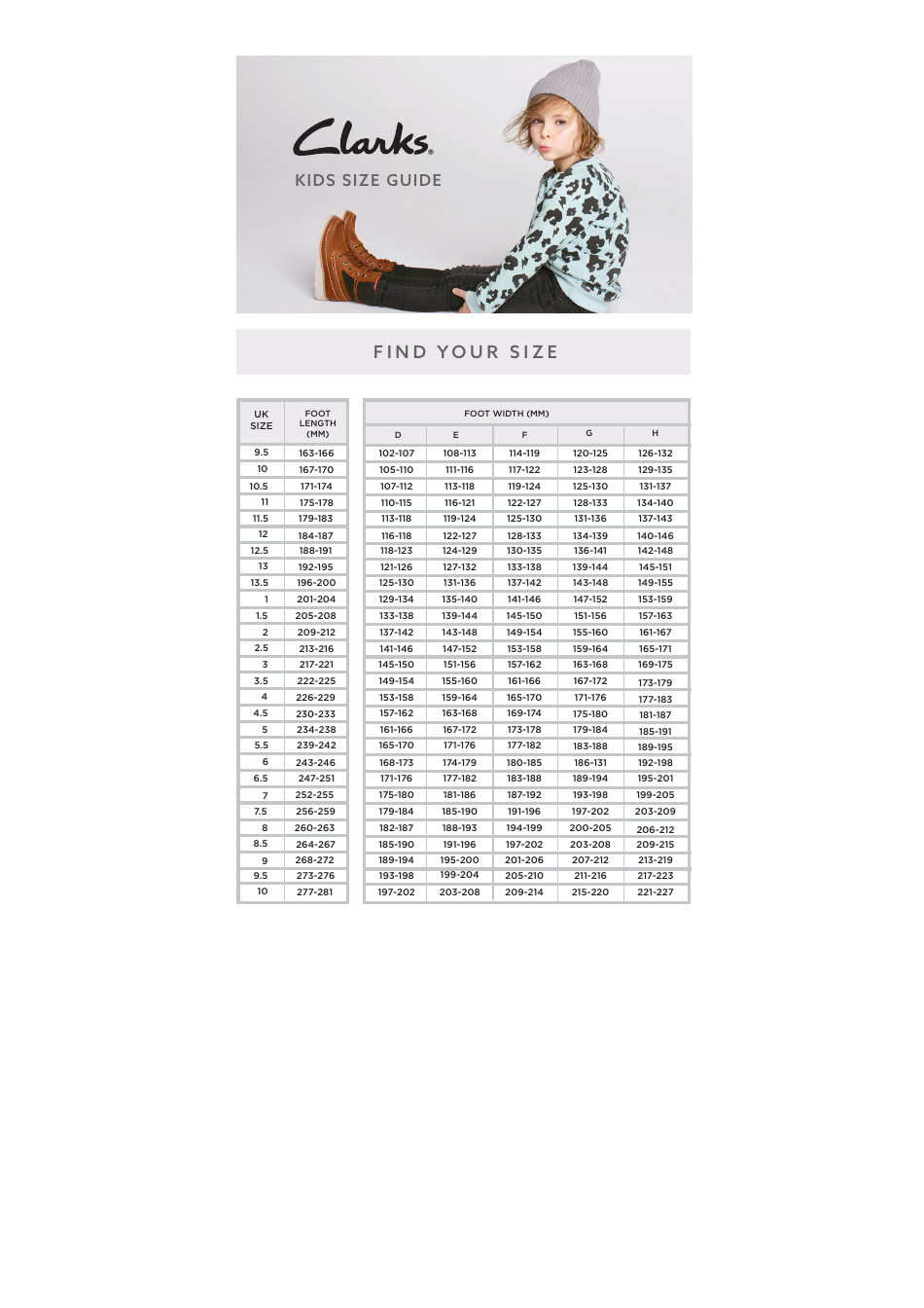 kids shoe size chart printable