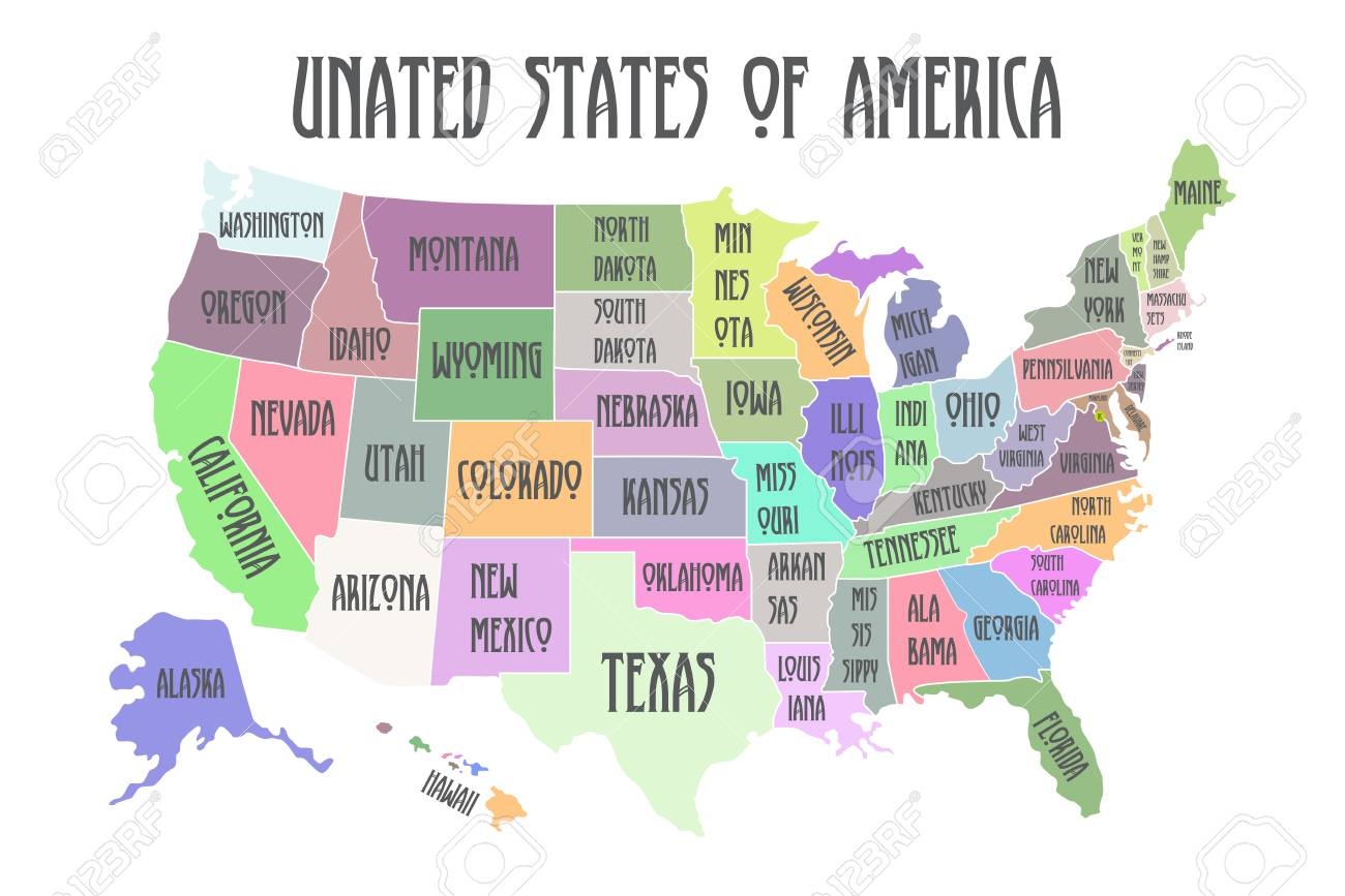 free printable united states map with state names