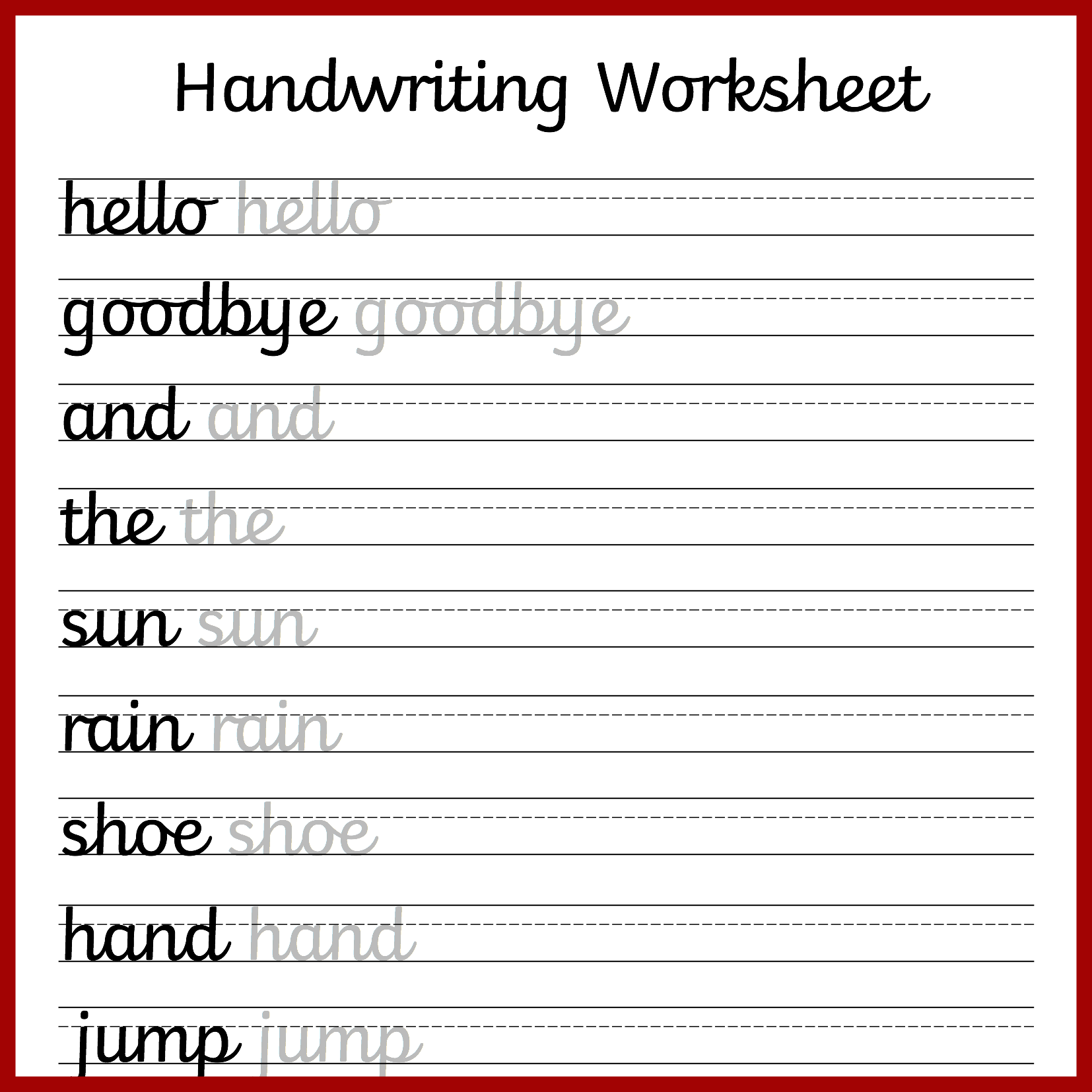 Free Printable Handwriting