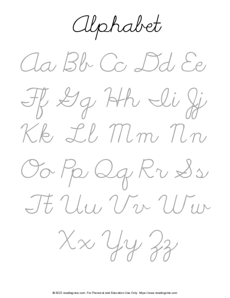 Upper And Lowercase Cursive Letters Printable
