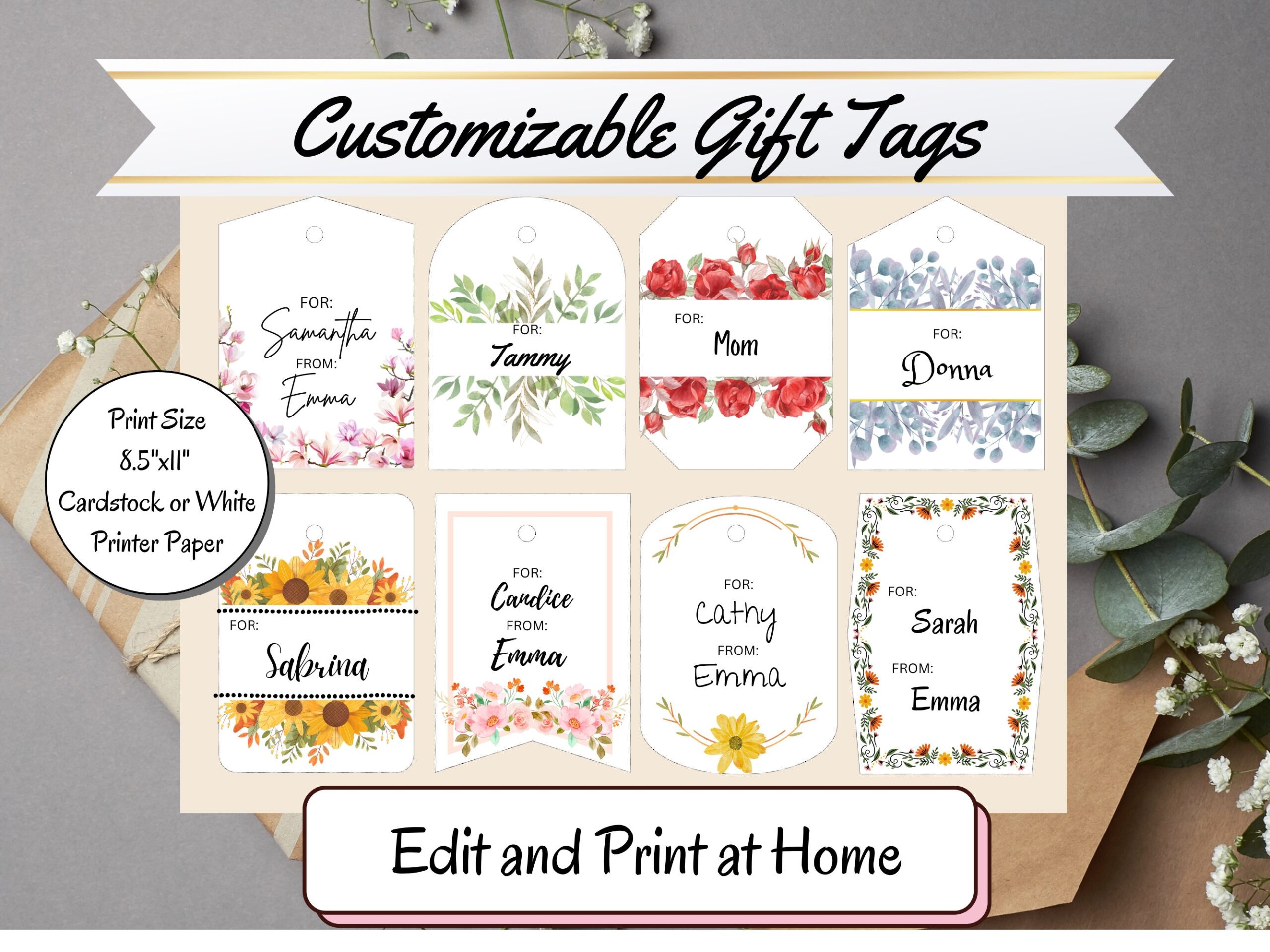 Customizable Gift Tag Printable Personalized Tags For Gift Giving 