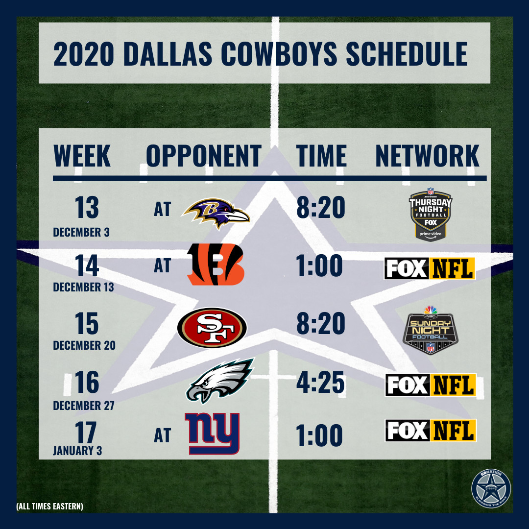 dallas cowboys football schedule printable