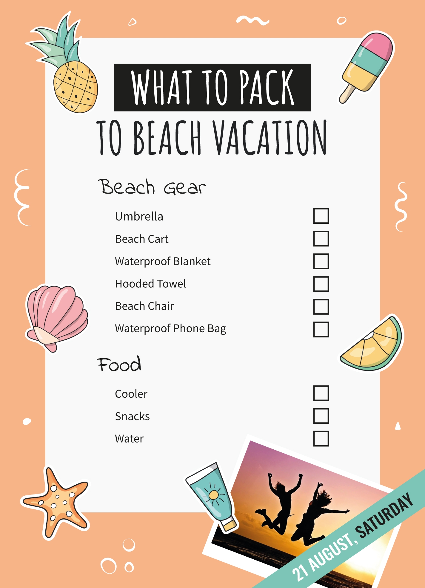 Day Trip Beach Packing List Free Google Docs Template Gdoc io