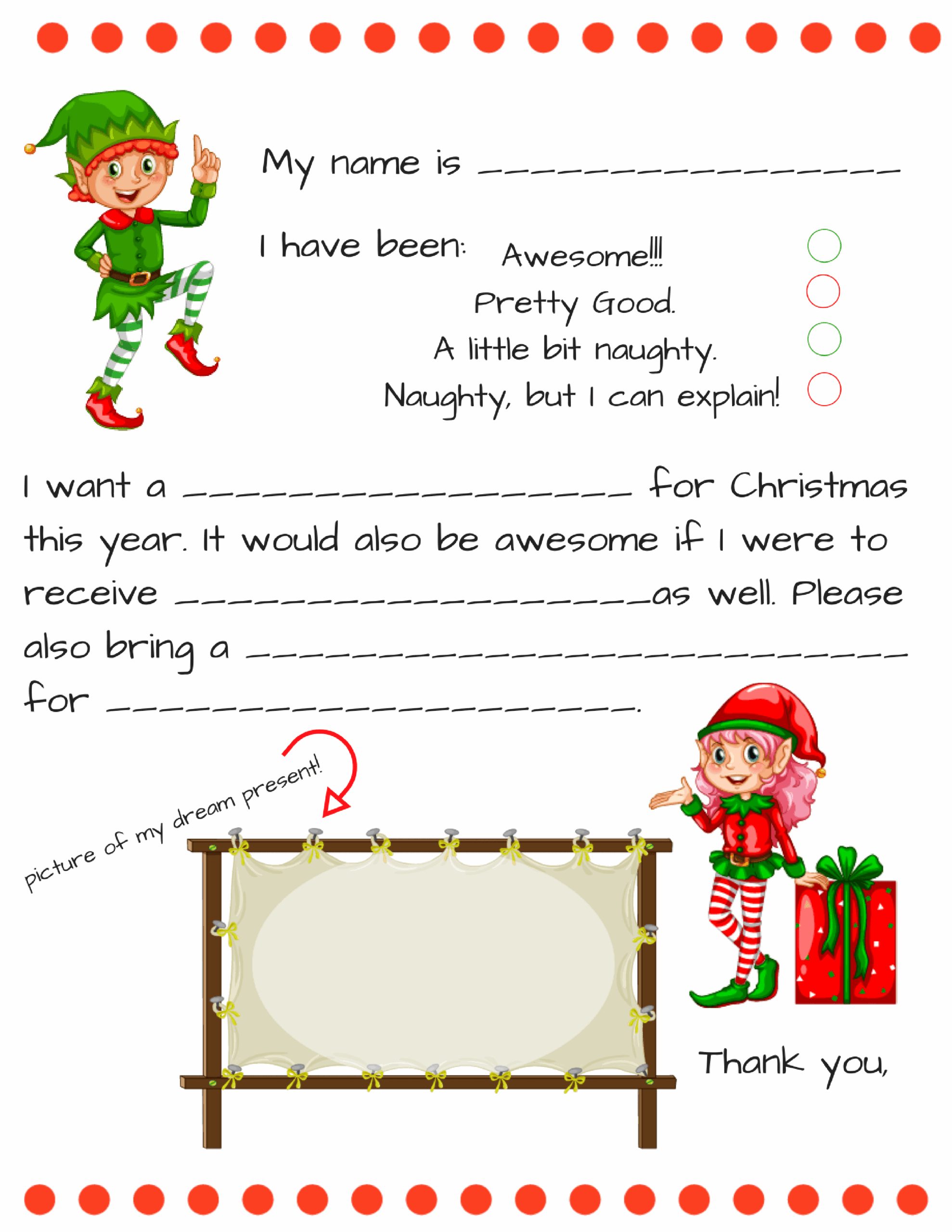 Dear Santa Letter Template Free Printable
