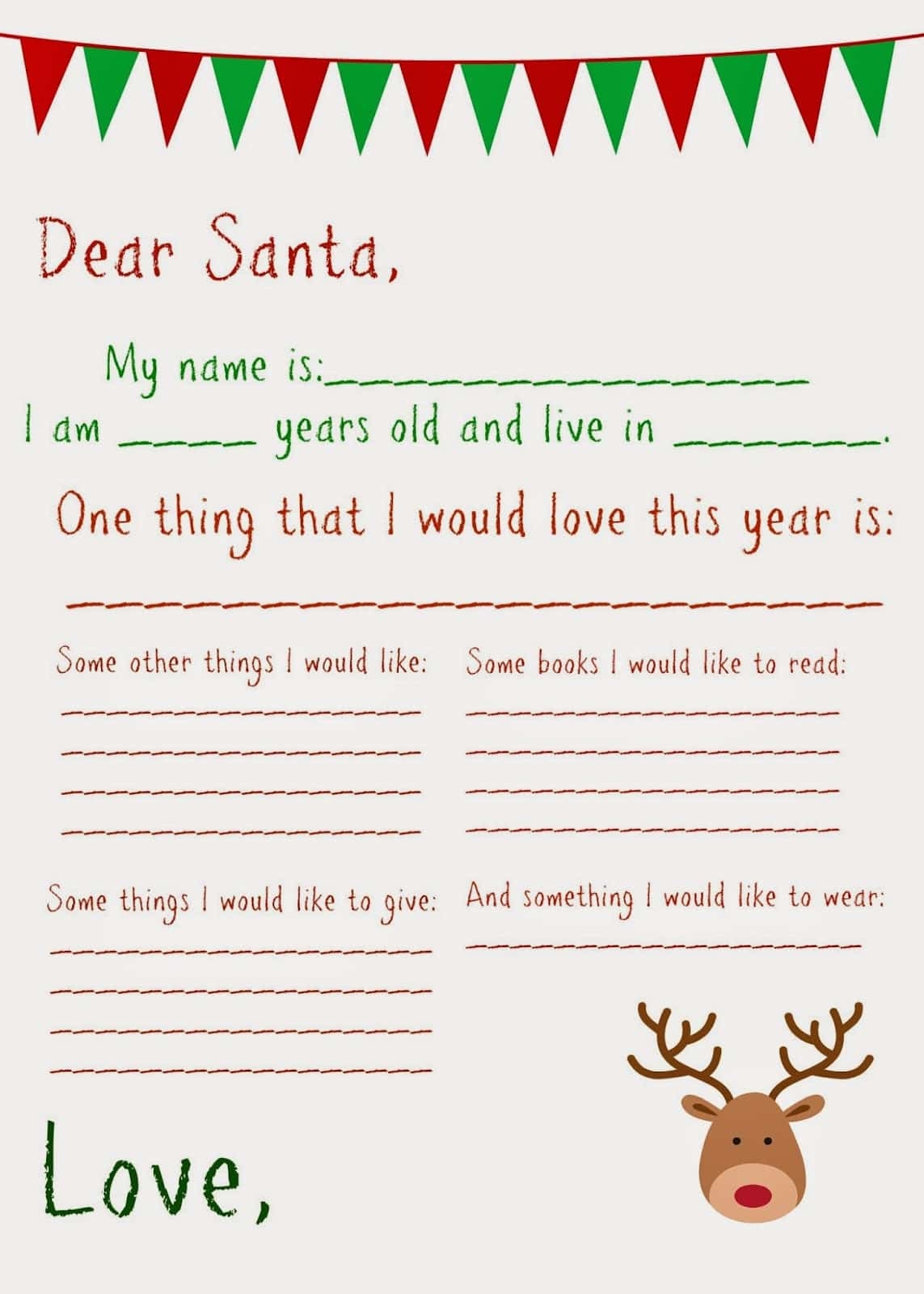 Printable To Santa Letter