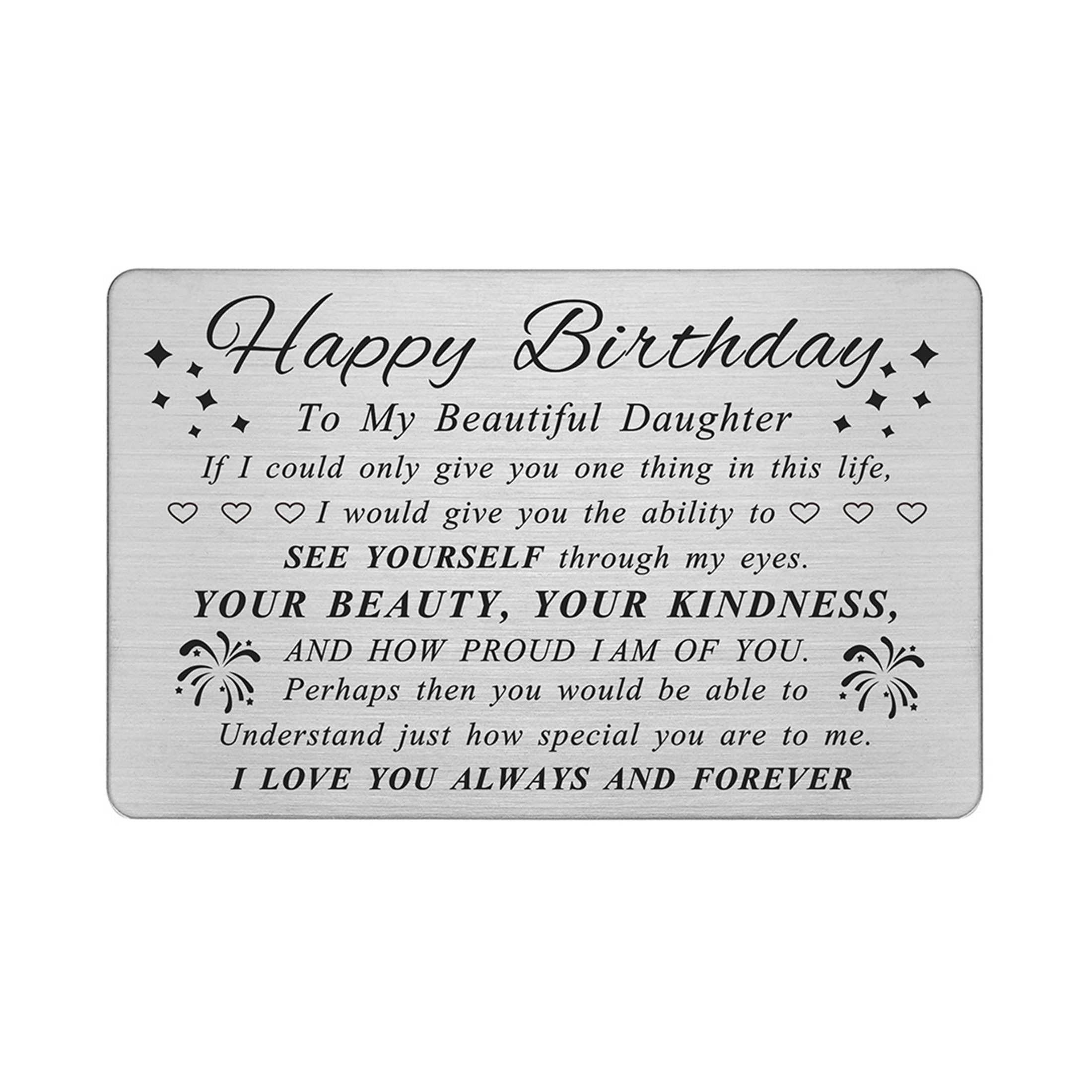 Degasken Daughter Birthday Card Gifts From Mom Dad Happy Birthday Daughter Personalized Metal Engraved Wallet Card