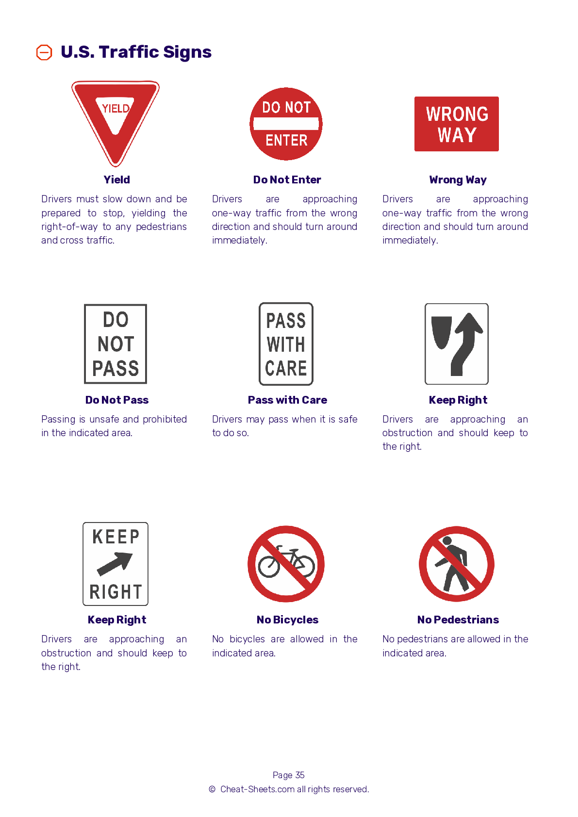 DMV Test Cheat Sheet Oregon