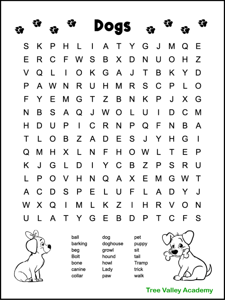 Word Search For Kids Printable