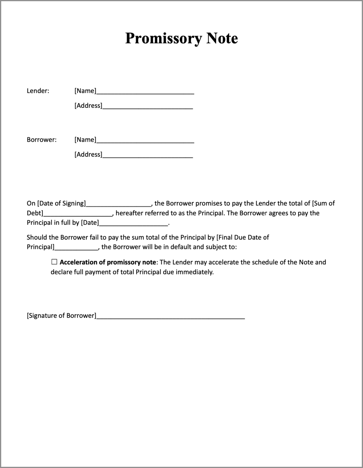 Free Printable Promissory Note Pdf