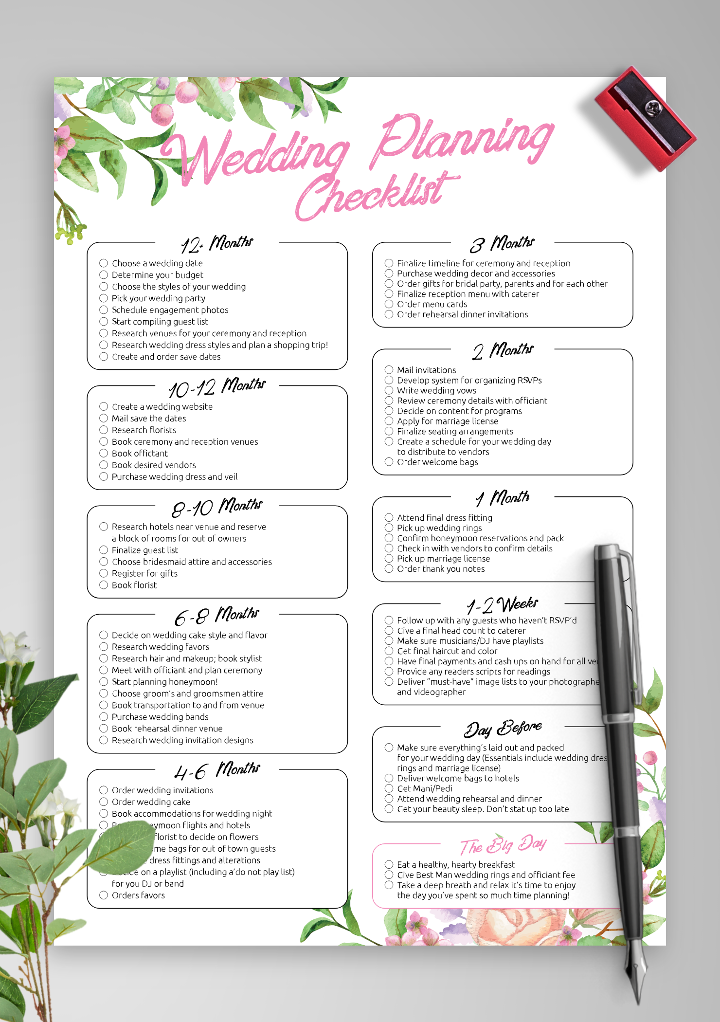 Printable Wedding Planner