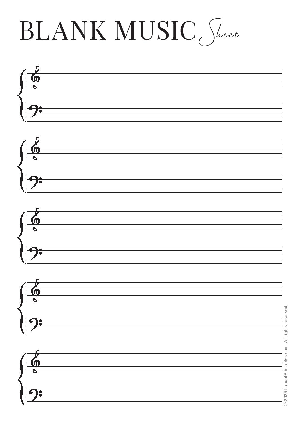 Printable Sheet Music Blank