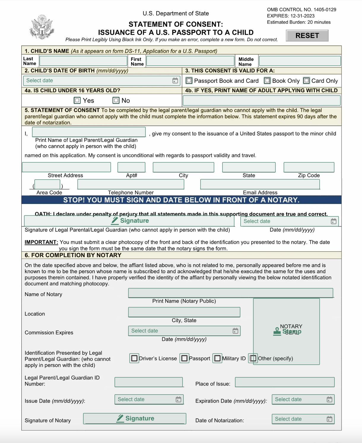 DS 3053 Form Template BlueNotary