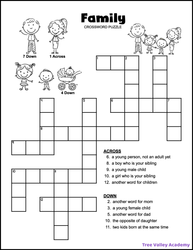 Free Printable Crossword Puzzles For Kids