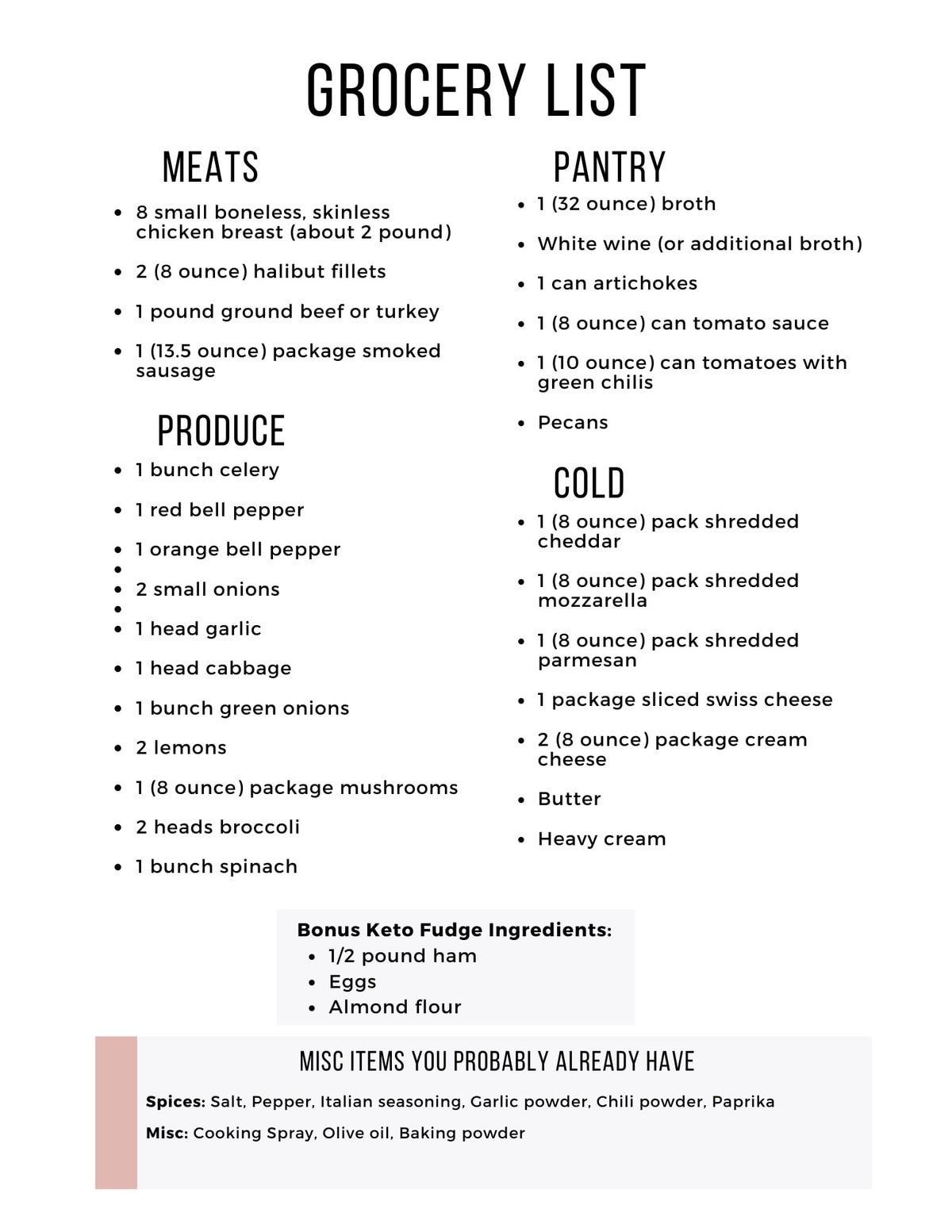 Easy Keto Meal Plan With Printable Shopping List Week 15 Maebells