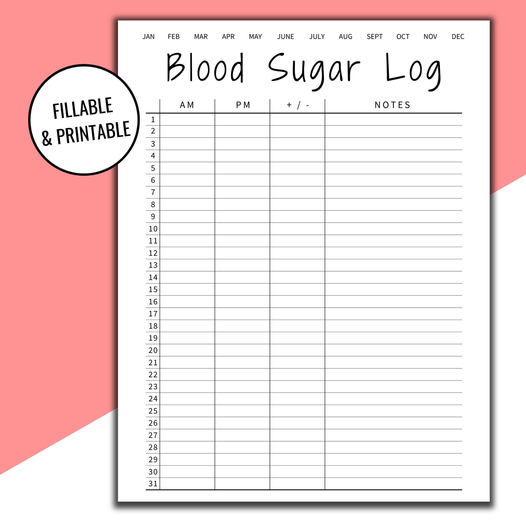 printable blood sugar chart