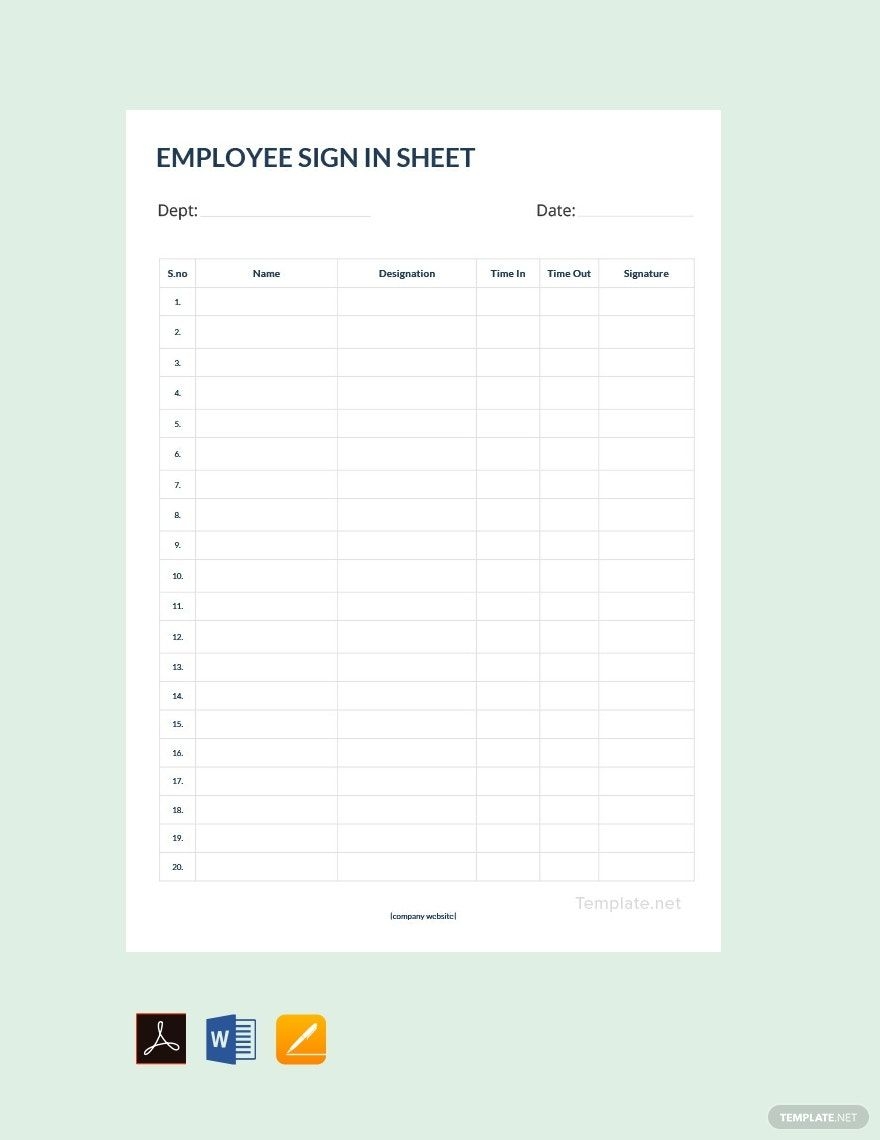 printable pdf sign in sheet template