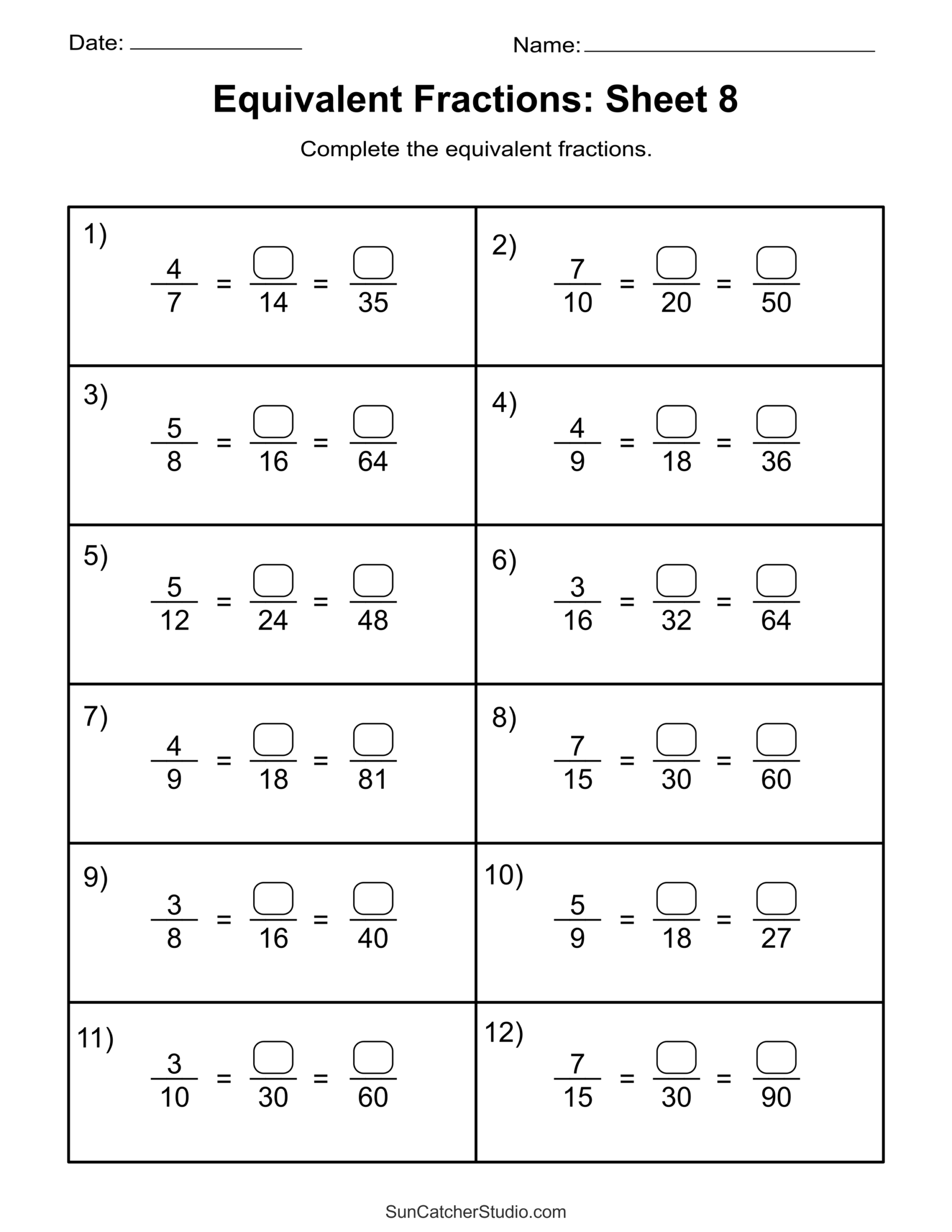 Equivalent Fractions Finding And Writing Equal Fractions Free  Equivalent Fractions Finding And Writing Equal Fractions Free