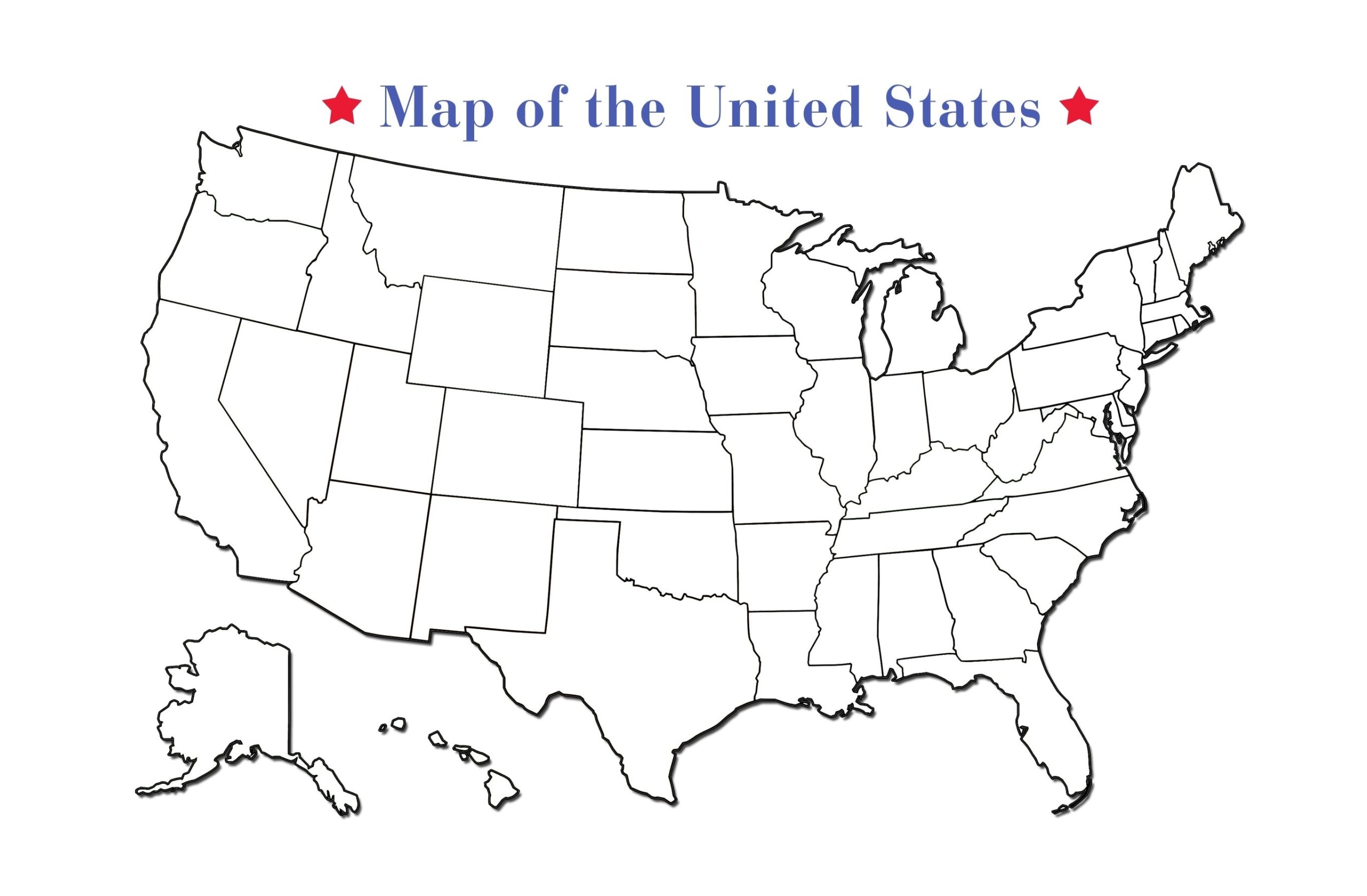 Extra Large Blank 50 United States Outline Map Poster Laminated 