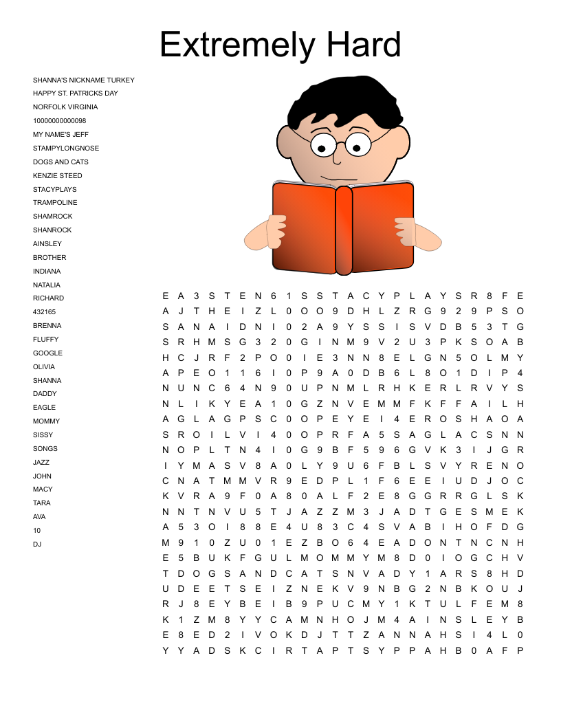 Hard Printable Word Search