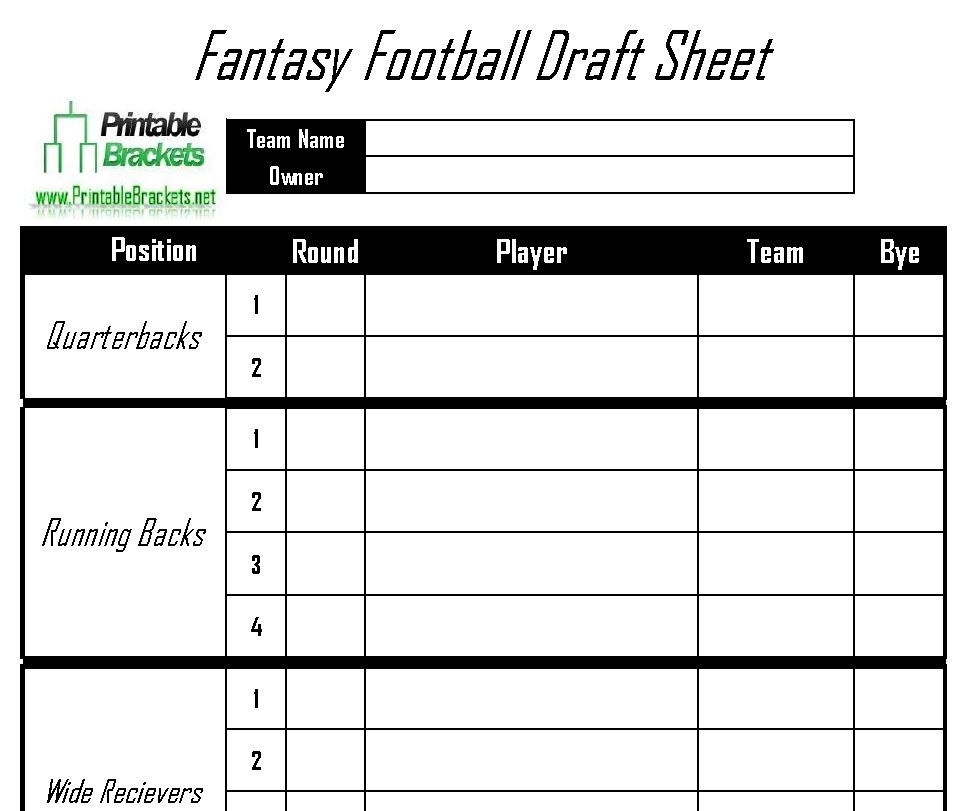 Fantasy Football Printable