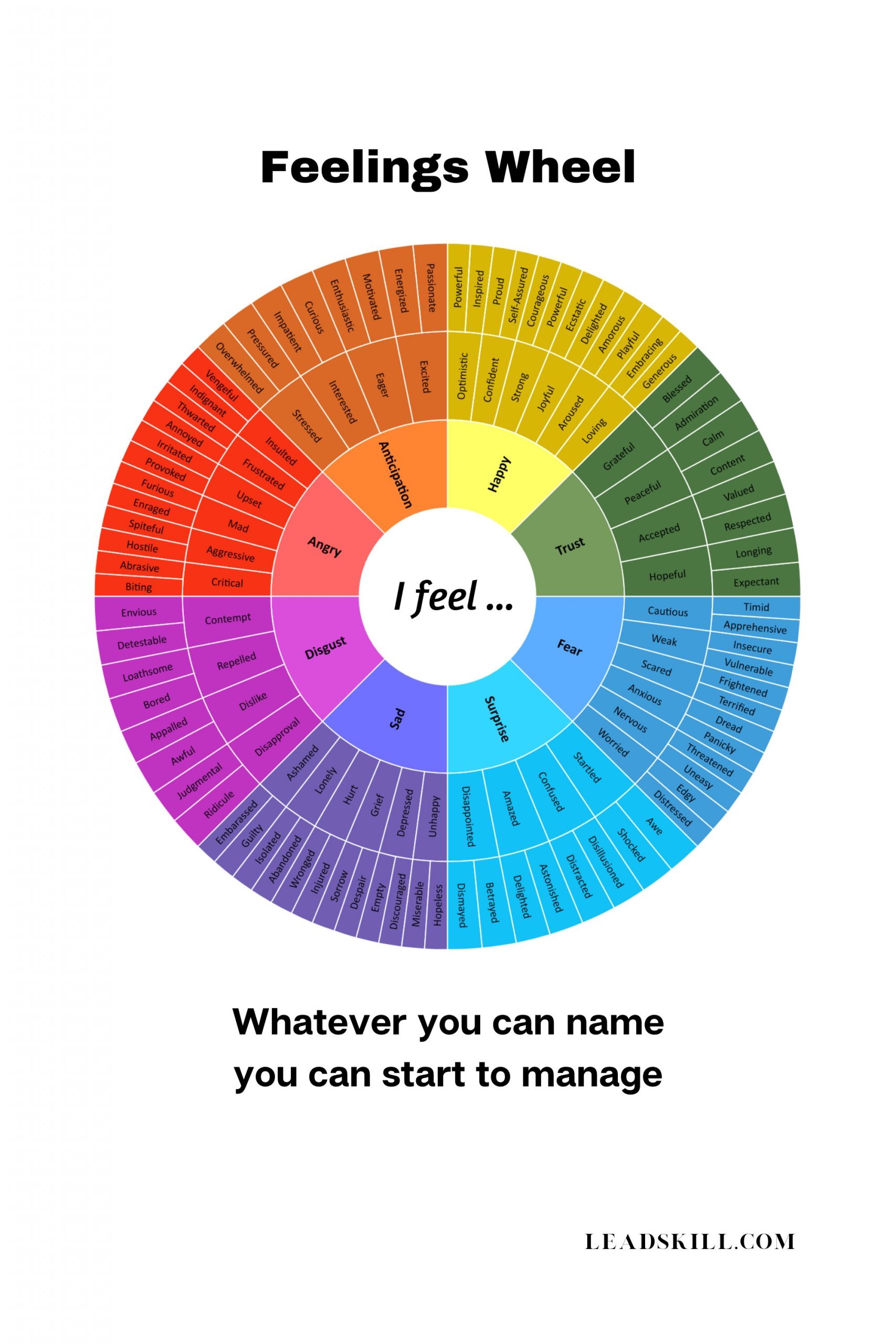 FEELINGS WHEEL 128 Emotions For Emotional Intelligence Digital 
